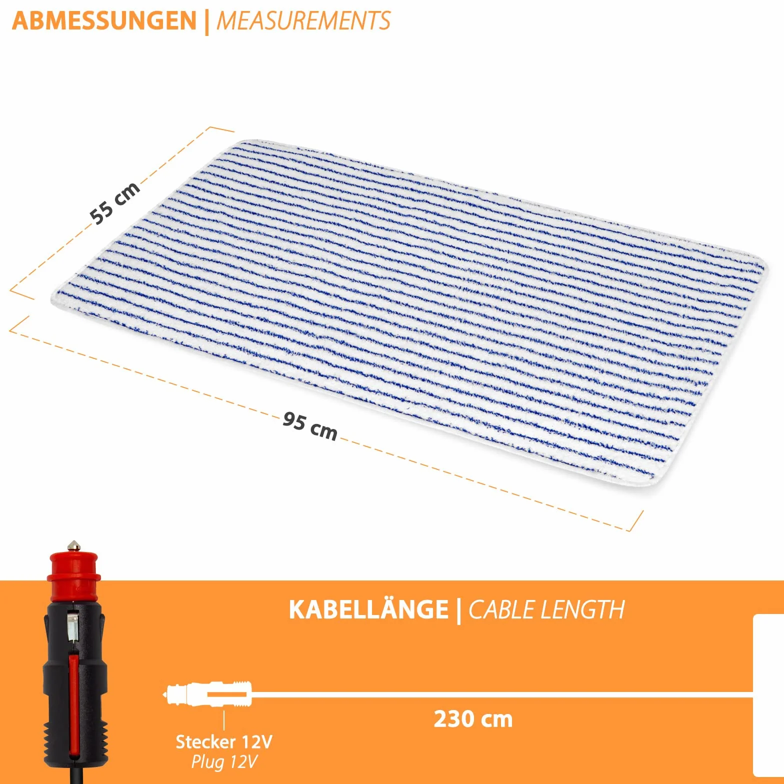 12 V dywan grzewczy 55 x 40 cm 30 W biały/niebieski 55 x 95 cm 70 W