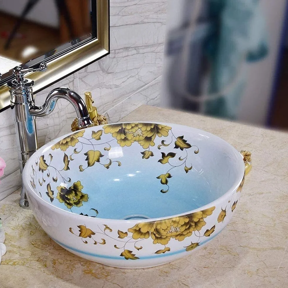 Szafka Pod Umywalkę Z Umywalką, Umywalka Nablatowa, 12-Calowa Okrągła Umywalka Nablatowa, Porcelanowe Umywalki Ceramiczne, Amerykańska Biała Umywalka Nablatowa
