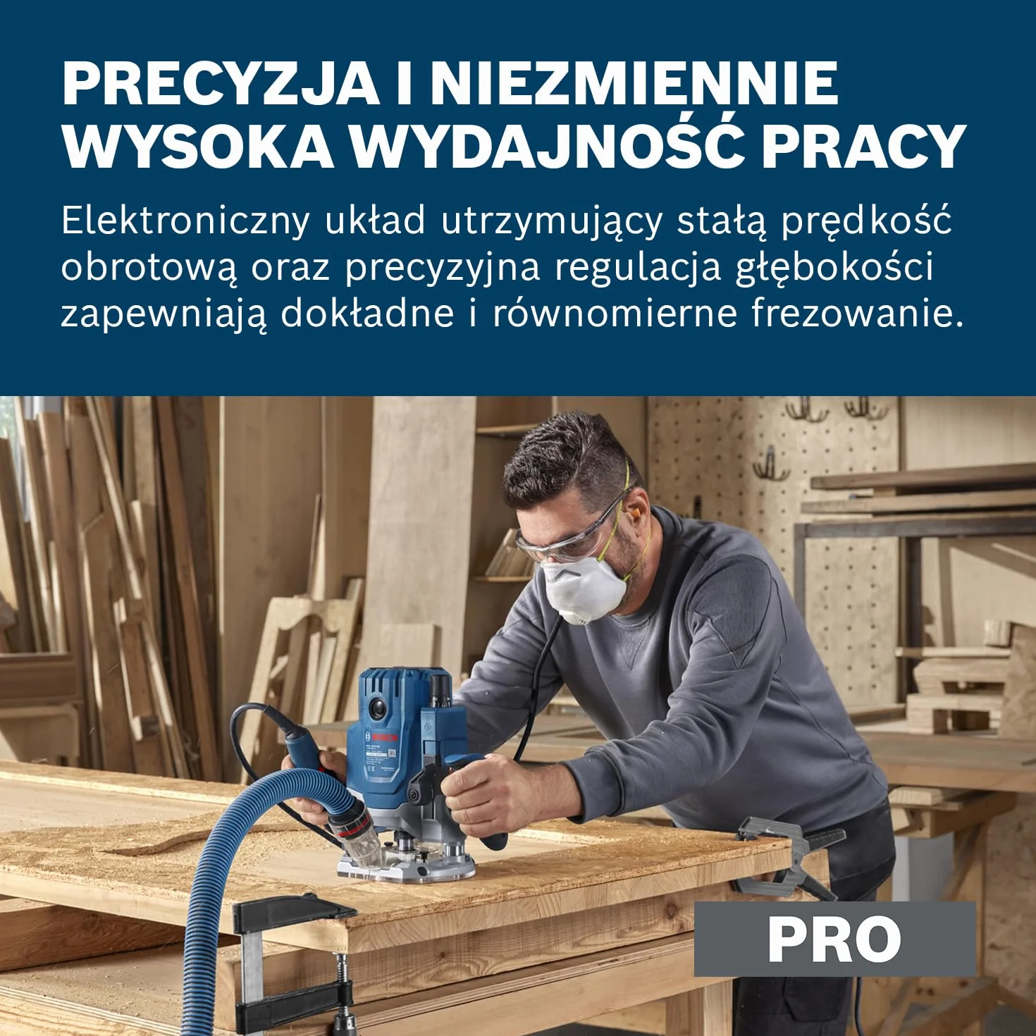 Bosch Professional Sieciowa frezarka górnowrzecionowa GOF 20-12 (moc nominalna 2 000 W, adapter do odsysania pyłu, prowadnica rolkowa i równoległa, zestaw tulei)