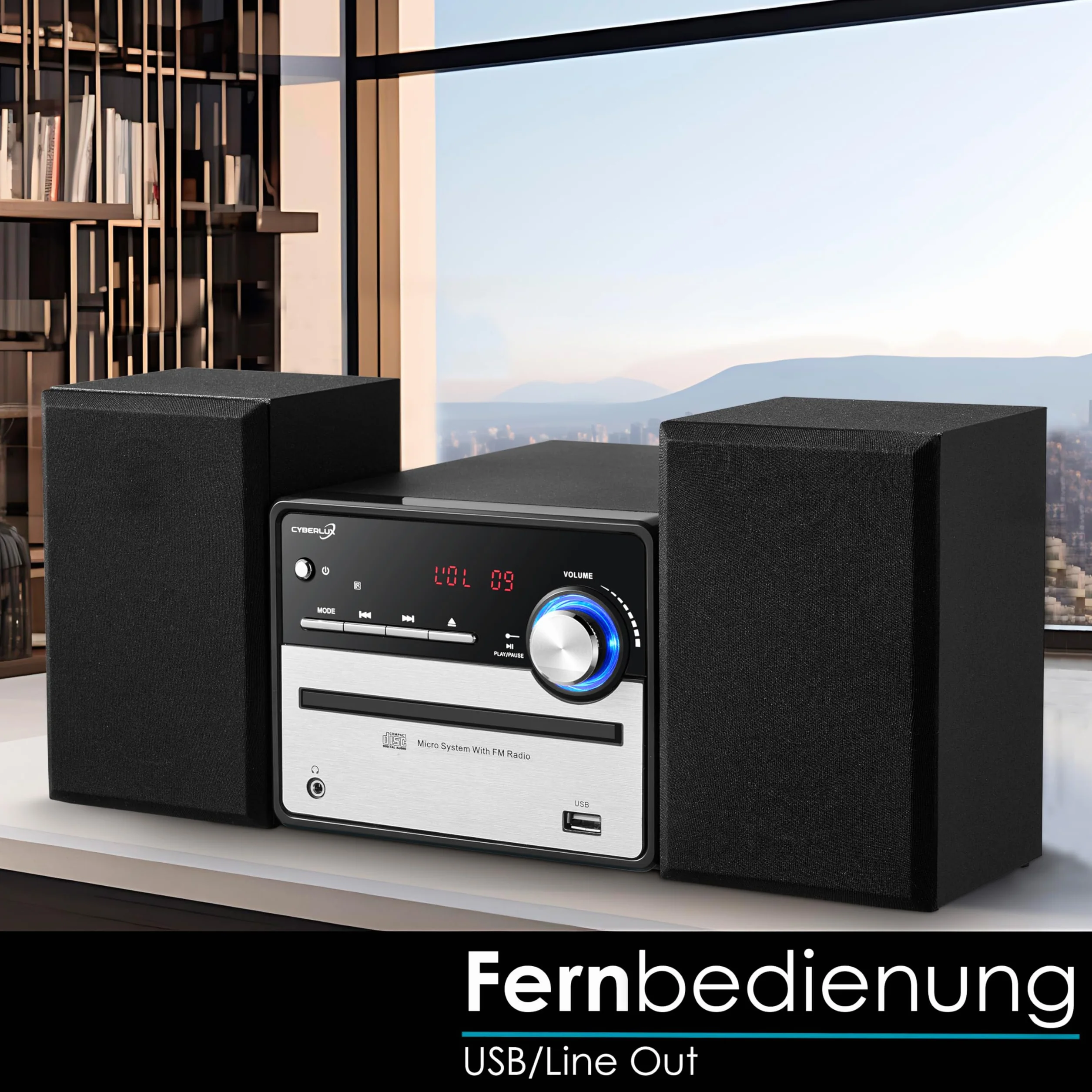 Retro zestaw muzyczny HiFi stereo wieża z głośnikami CD MP3 radio FM USB LED