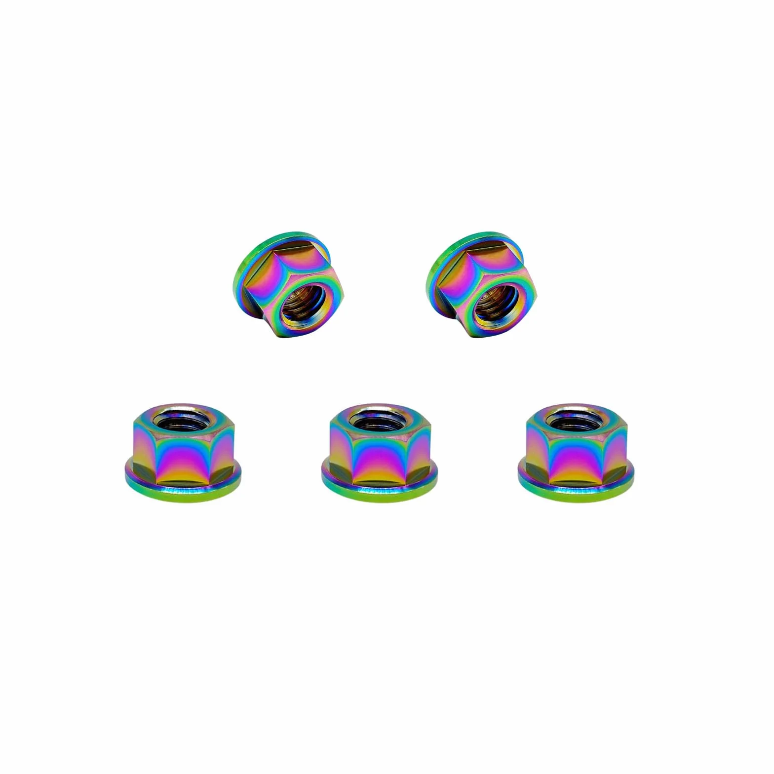 RISON tytanowa nakrętka kołnierzowa M12 x 1,75 mm, tytanowa nakrętka zębata, opalizująca, 6AL4 V, tytanowa nakrętka kołnierzowa do motocykla, 5 sztuk