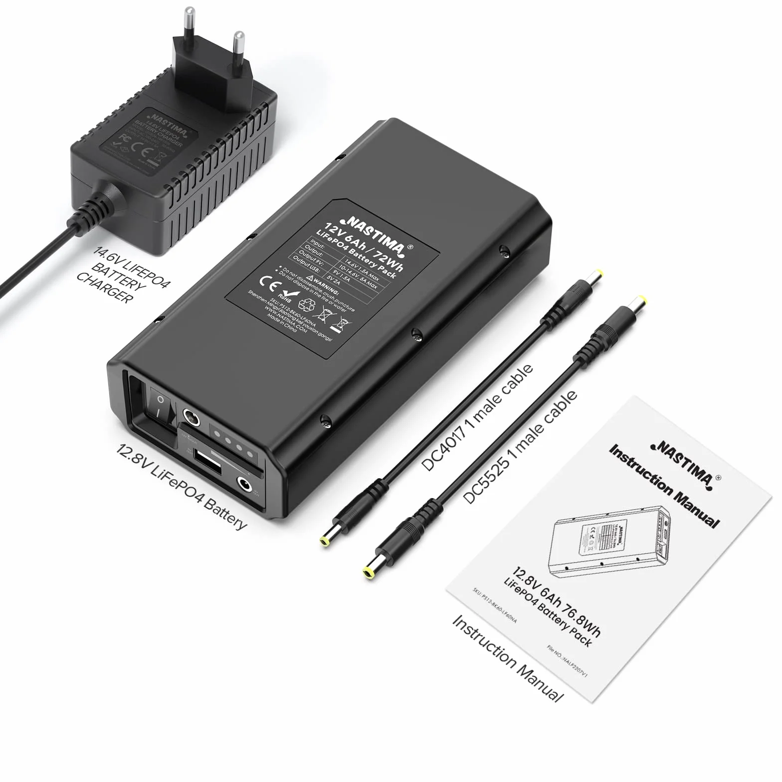 NASTIMA Powerbank LiFePO4 12V 6000mAh z podwójnym wyjściem 12V 9V DC i 5V USB
