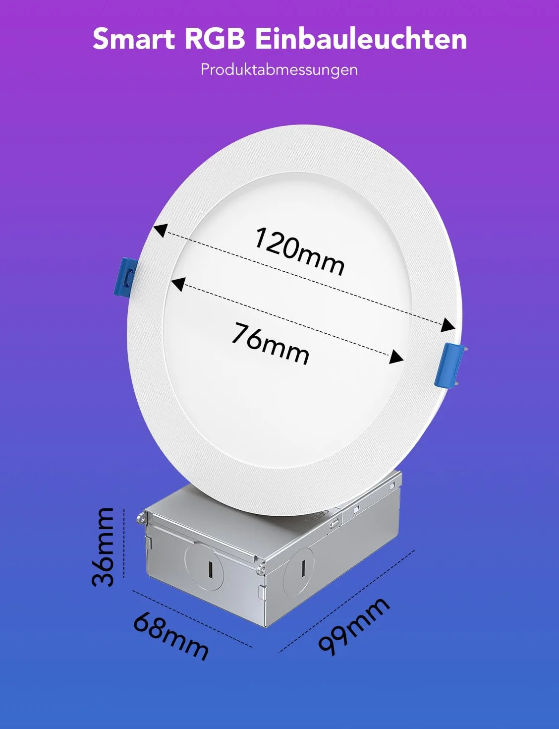 Govee Smart LED Reflektor do Zabudowy 11 W, RGBWW Lampy 120 mm, Ściemniane, Ultrapłaskie Reflektory Sufitowe, Kompatybilne z WiFi i Alexa 850 lm, do Łazienki