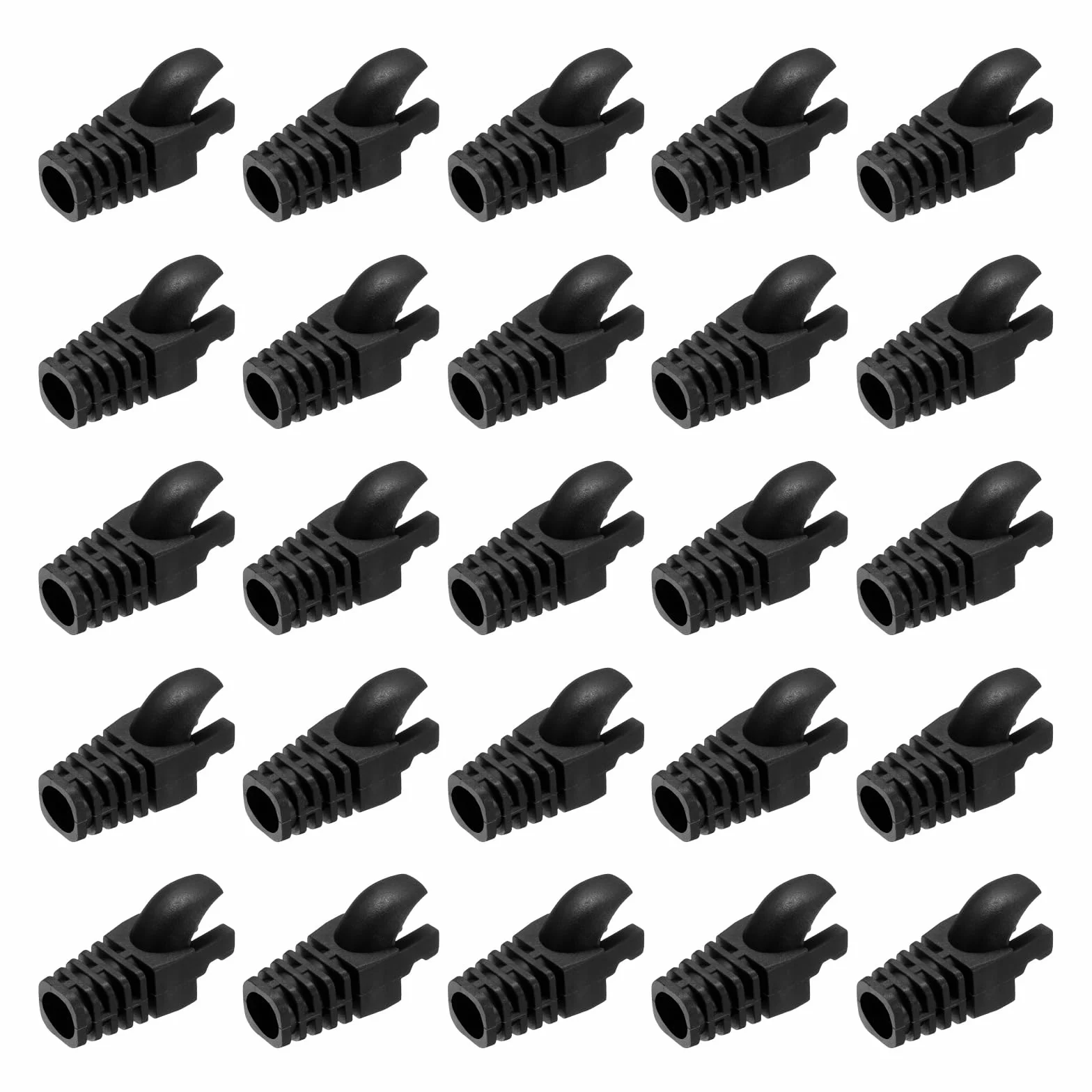 PATIKIL Osłona wtyczki RJ45 50 szt. Cat5 Cat5E Cat6 Cat7 kabel sieciowy czarna