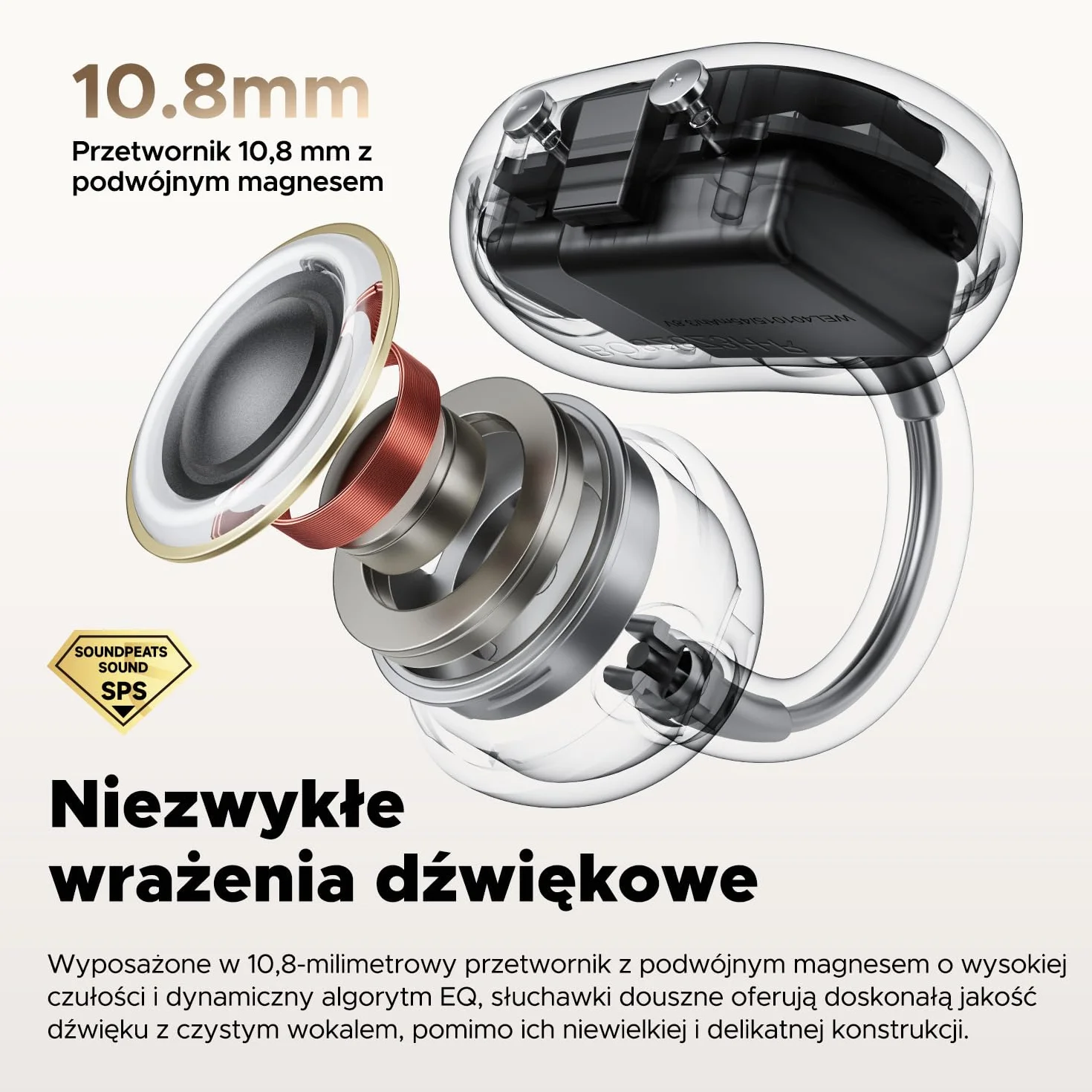 SoundPEATS POP Clip Słuchawki douszne z otwartym uchem Bluetooth 5.4 z podwójnym mikrofonem, wodoodporne bezprzewodowe słuchawki douszne IPX5, 30-godzinny czas odtwarzania, sterowanie aplikacją