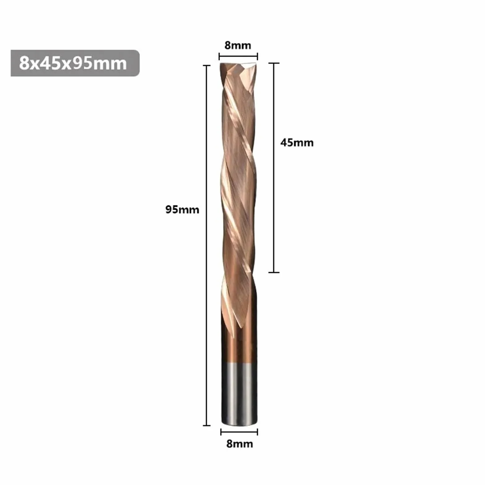 1 szt. Frez górny i dolny 3,175/4/5/6/8mm Shank CNC Router Bit TiCN powlekany 2-ostrzowy frez z węglika spiekanego Frezowanie drewna(8x8x45x95L)