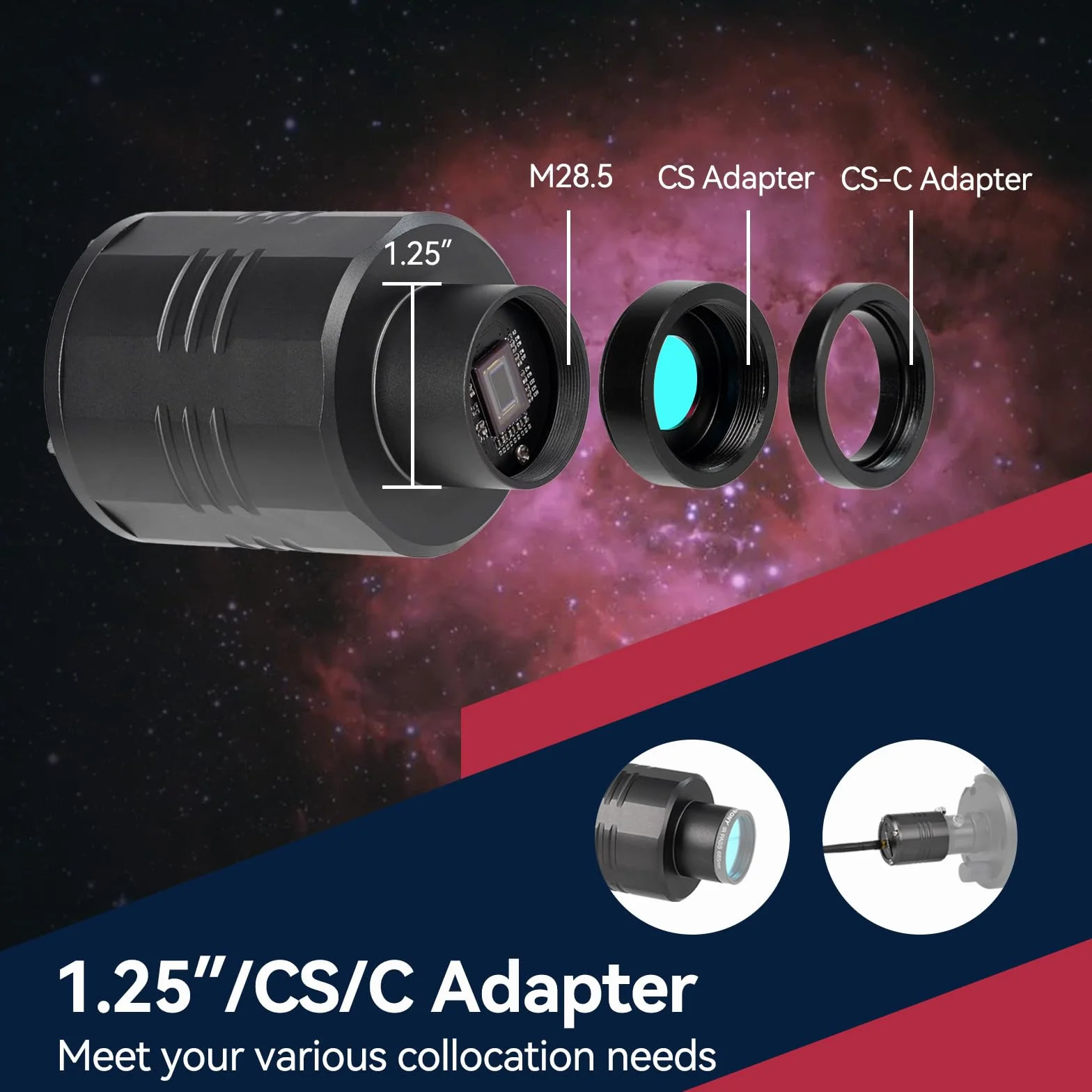 Svbony SC311 Teleskop WiFi Kamera Astronomiczna, 4 Punktowe Połączenie Okulary Teleskopowe z Kolorowym Czujnikiem CMOS IMX662, Okular Elektroniczny z Kartą TF 32GB do Fotografii EAA i Planetarnej