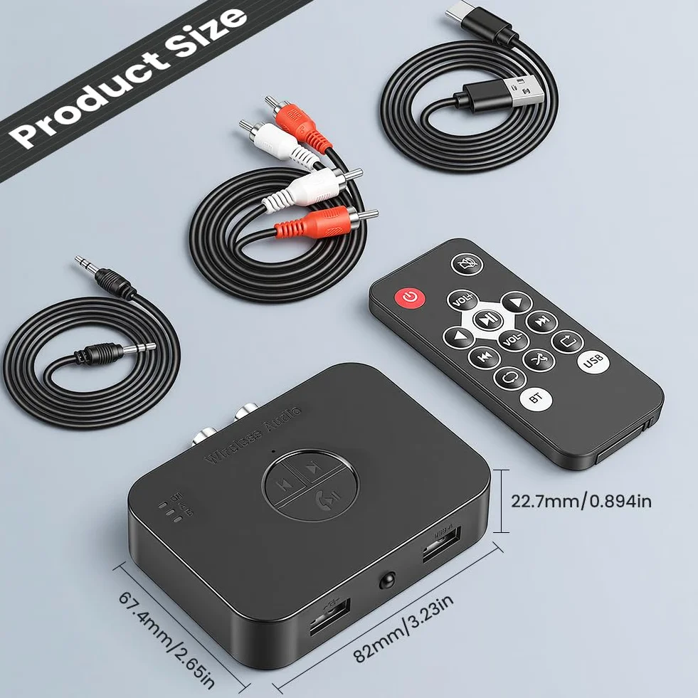 Odbiornik Bluetooth 6.0 Hi-Fi, adapter audio Bluetooth AUX 3,5 mm RCA do domowego stereo