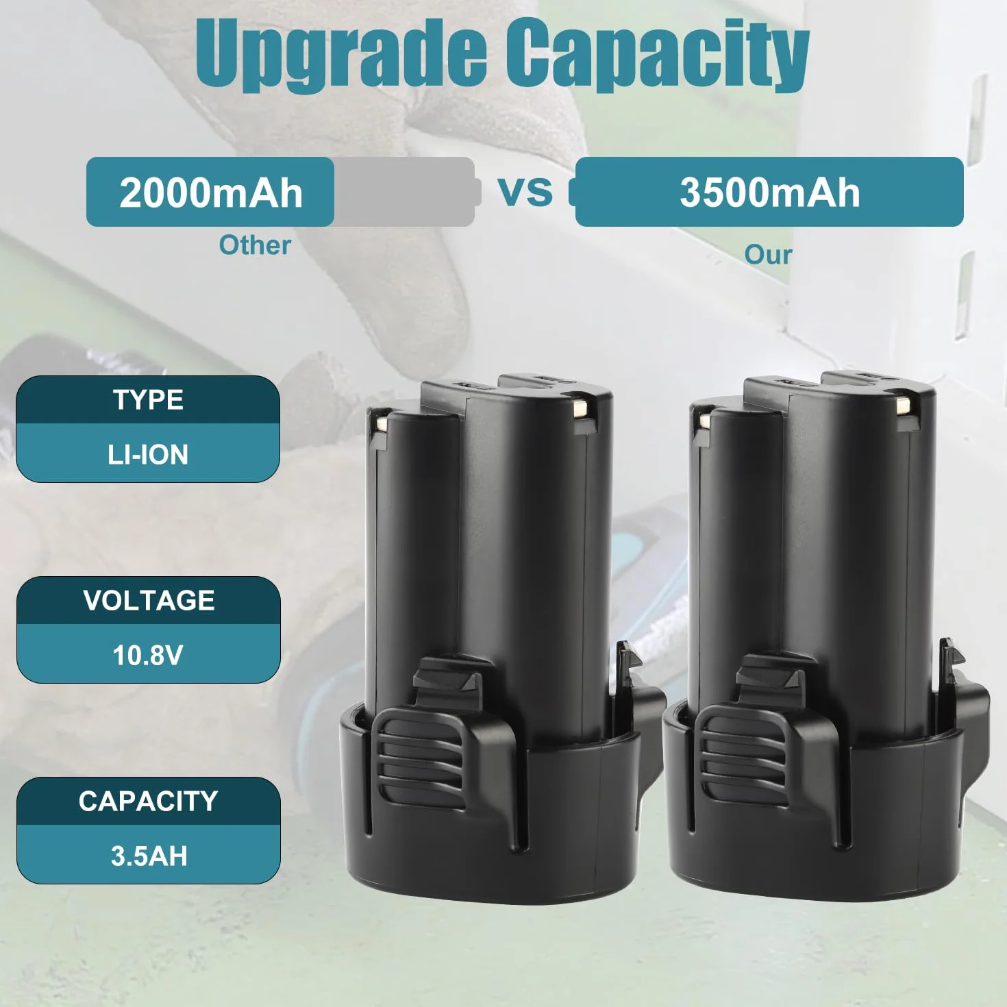 ENERGUP Energup 10,8 V 3,5 Ah akumulator litowo-jonowy do Makita 10,8 V BL1013 BL1014 195332-9 194550-6 DF330D LCT203W akumulator narzędziowy, YT-MAK-12V-LI35-2