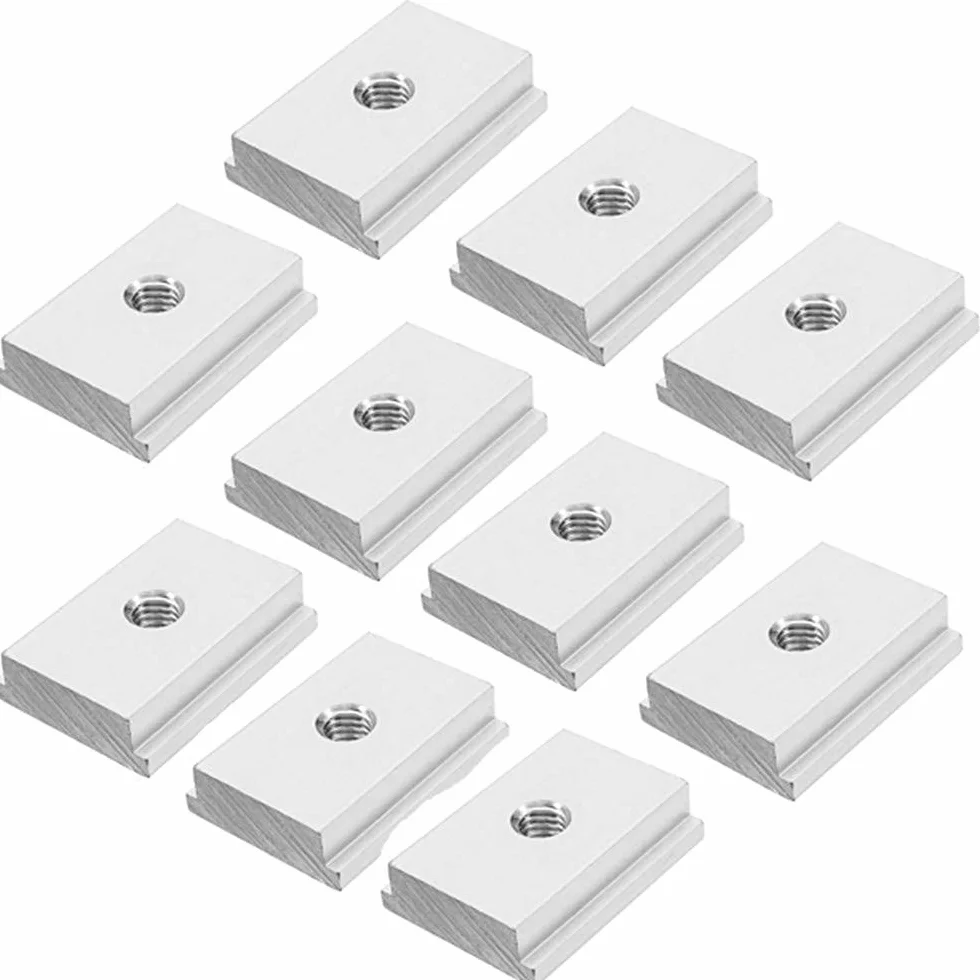 Namvo 10 sztuk nakrętek T M6, nakrętka ślizgowa T z aluminium, nakrętka ślizgowa T, z gwintem T, blok, nakrętka ślizgowa do mocowania szczelinowego, narzędzie do obróbki drewna
