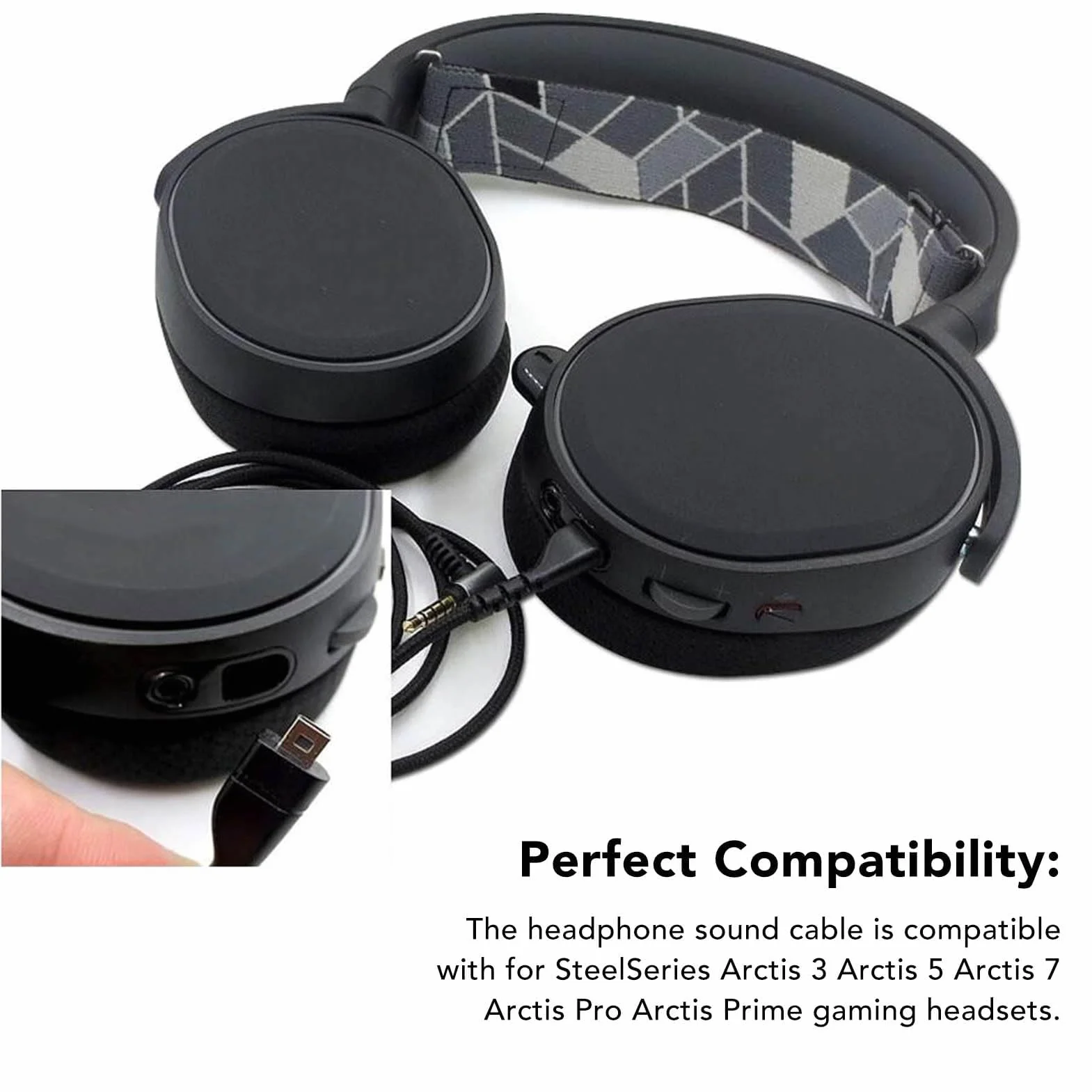 Zapasowy Kabel Audio do for Steelseries 3 5 7 Pro Prime, Zamienny Kabel do Gamingowego Zestawu Słuchawkowego