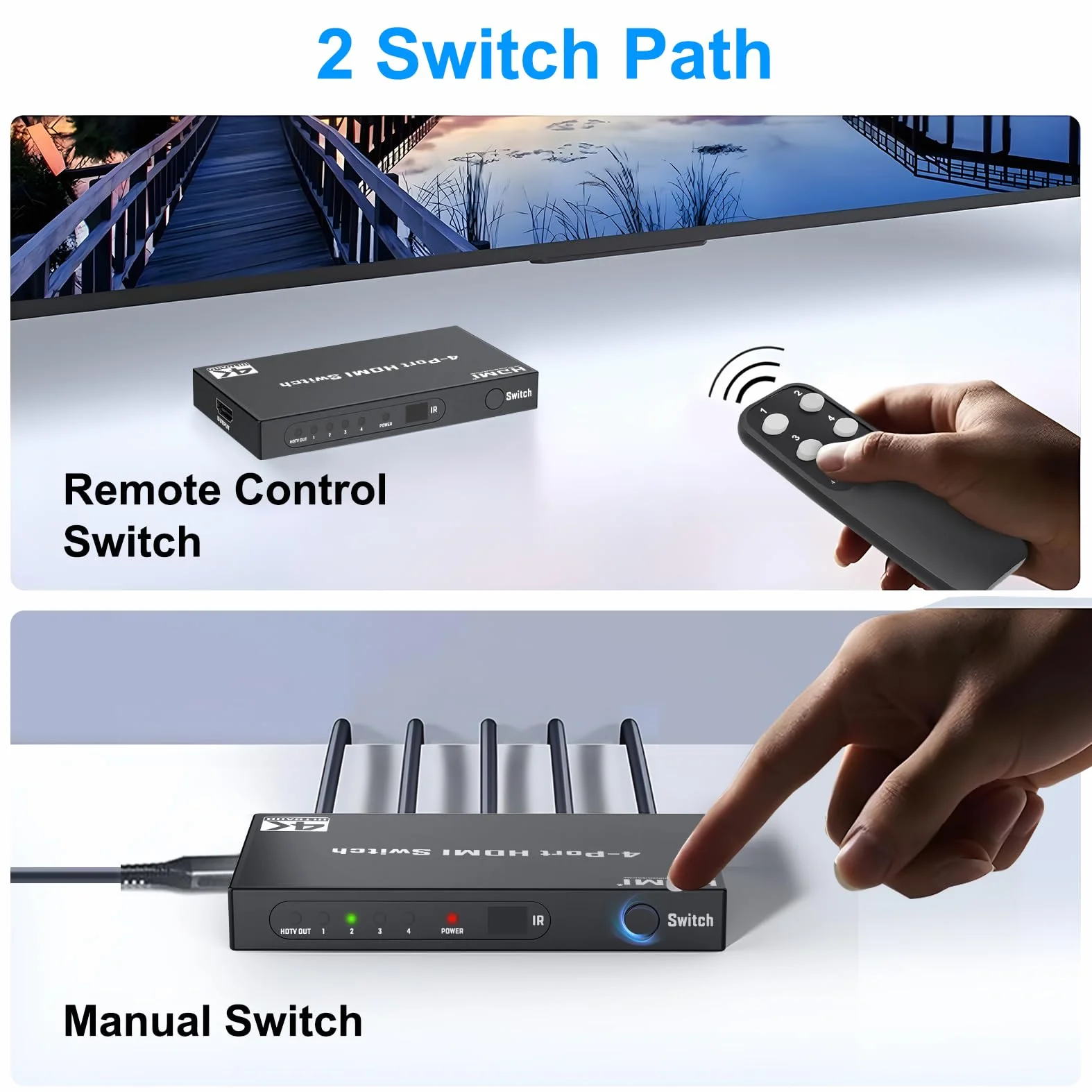 Przełącznik HDMI 4K 30Hz 4 w 1 Out z pilotem na podczerwień HDCP 1.4 HDR 3D