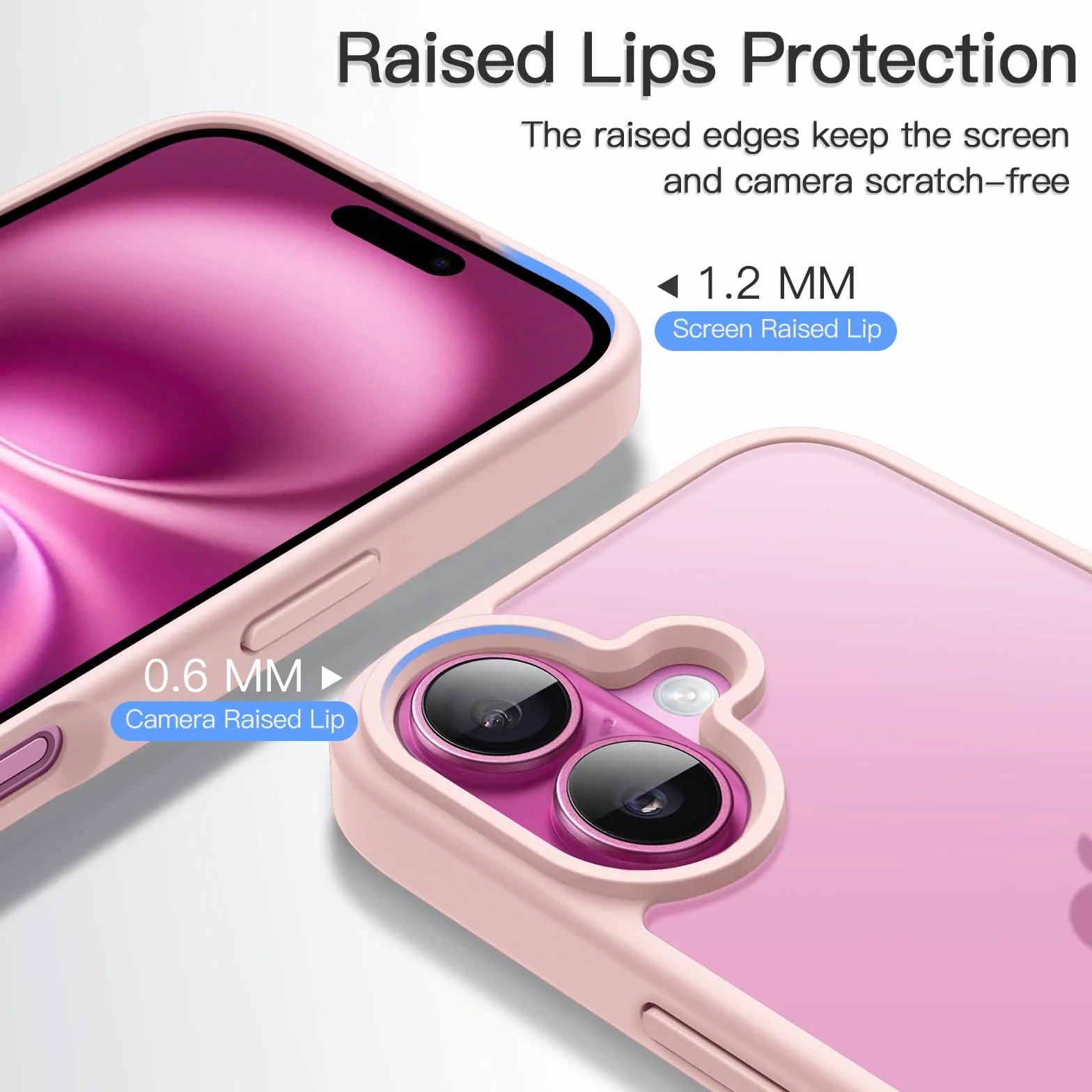 JETech Etui iPhone 16 6,1 Cala Matowe Odporne na Wstrząsy Ochrona Przed Upadkiem Klasy Wojskowej Jasnoróżowy