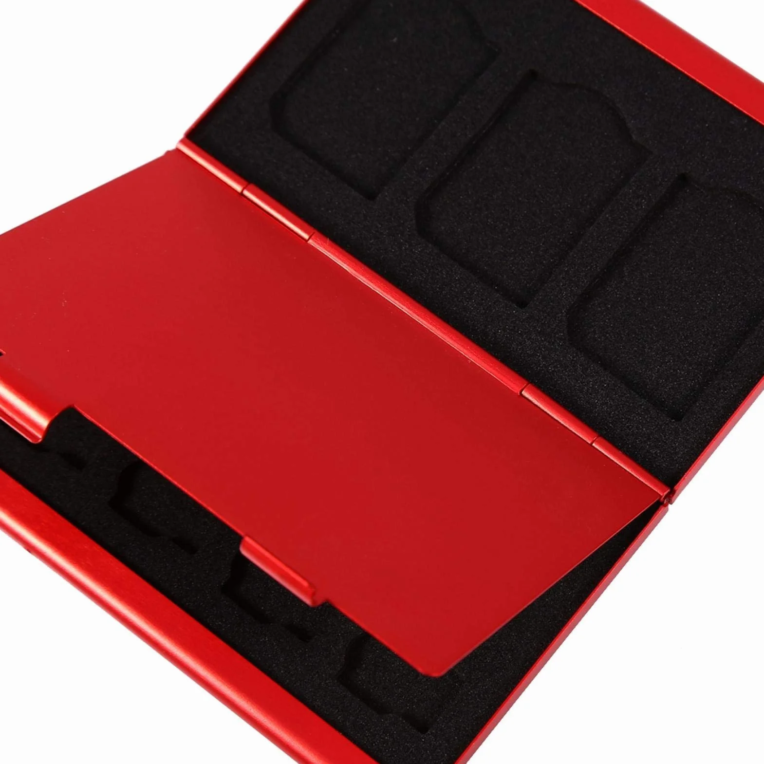 Aluminiowe etui ochronne na karty pamięci 12 przegródek TF SD czerwony