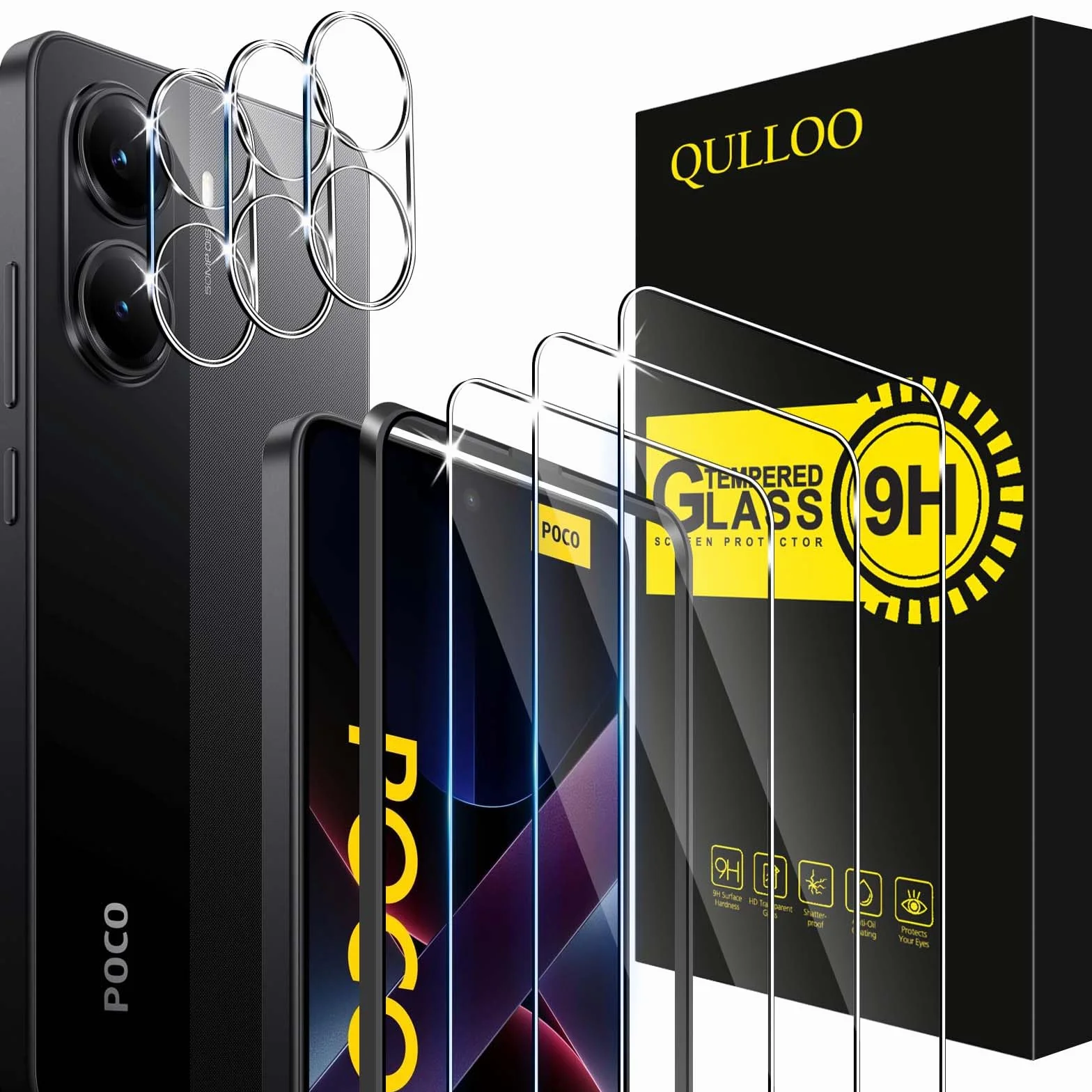 QULLOO Ochraniacz ekranu do Xiaomi Poco X7 Pro 5G, szkło hartowane 9H, zestaw 3 sztuk