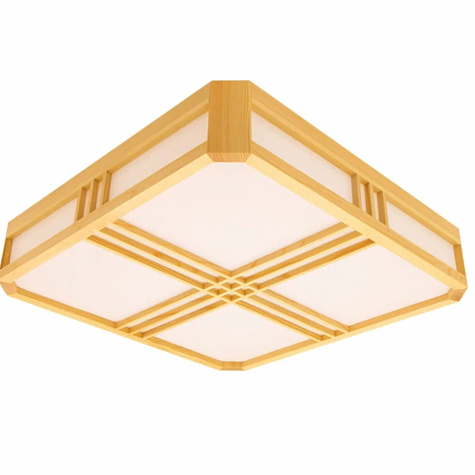 RCIDOS Lampa sufitowa w nowoczesnym stylu Drewniana lampa sufitowa Panel akrylowy Klosz Trójkolorowe przyciemniane lampy sufitowe Oświetlenie wewnętrzne domu w pobliżu opraw sufitowych do sypialni, ku