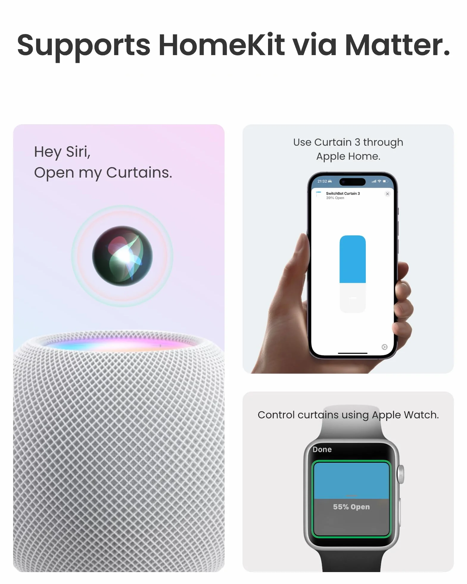 SwitchBot Curtain 3 Inteligentny automatyczny mechanizm do zasłon, pilot Bluetooth z aplikacją/timerem, wydajny silnik, obsługuje Alexę, Google Home, HomeKit za pomocą urządzenia Hub, do drążka