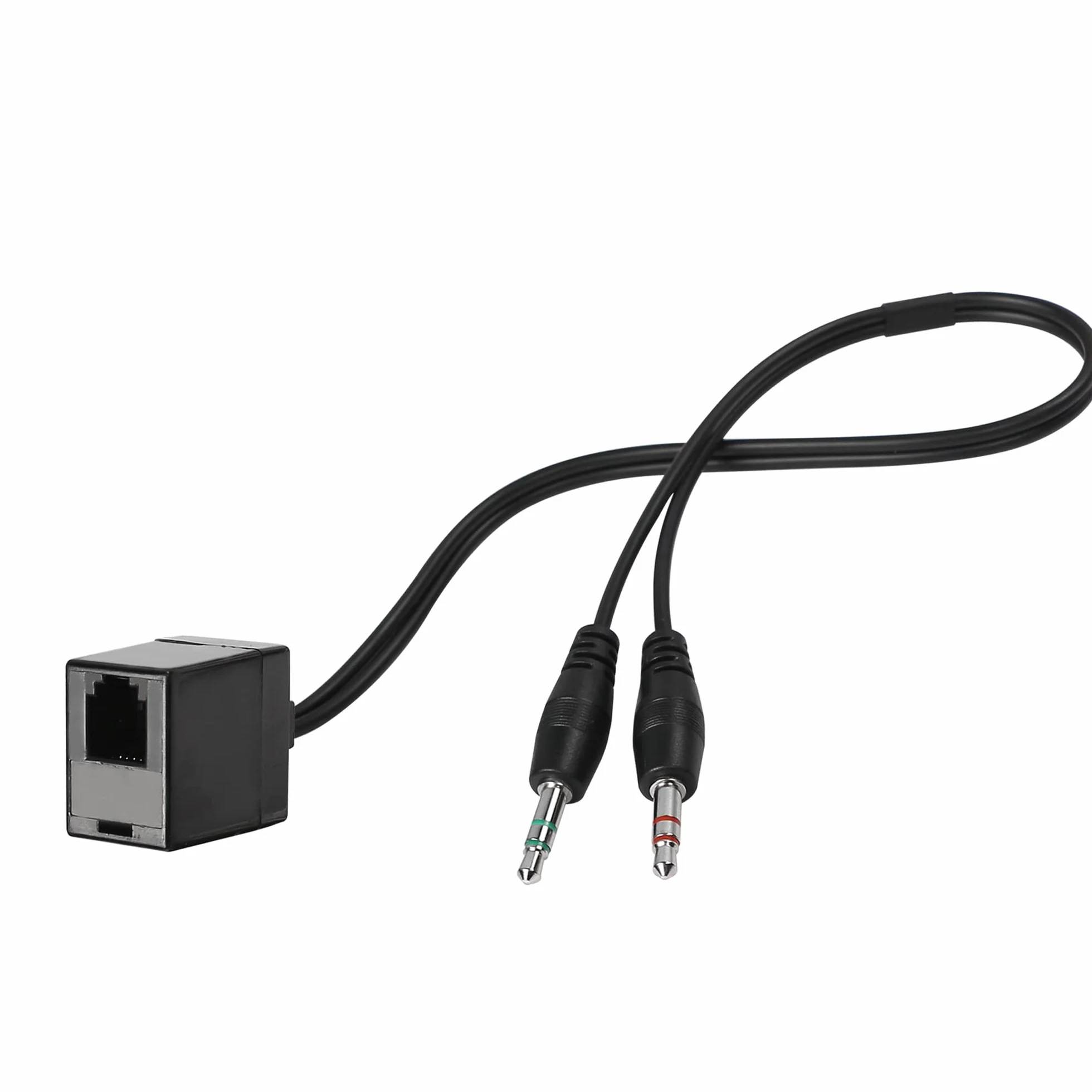 QIANRENON RJ9 4P4C na 3,5 mm kabel adaptera telefonicznego żeński na podwójny męski stereo
