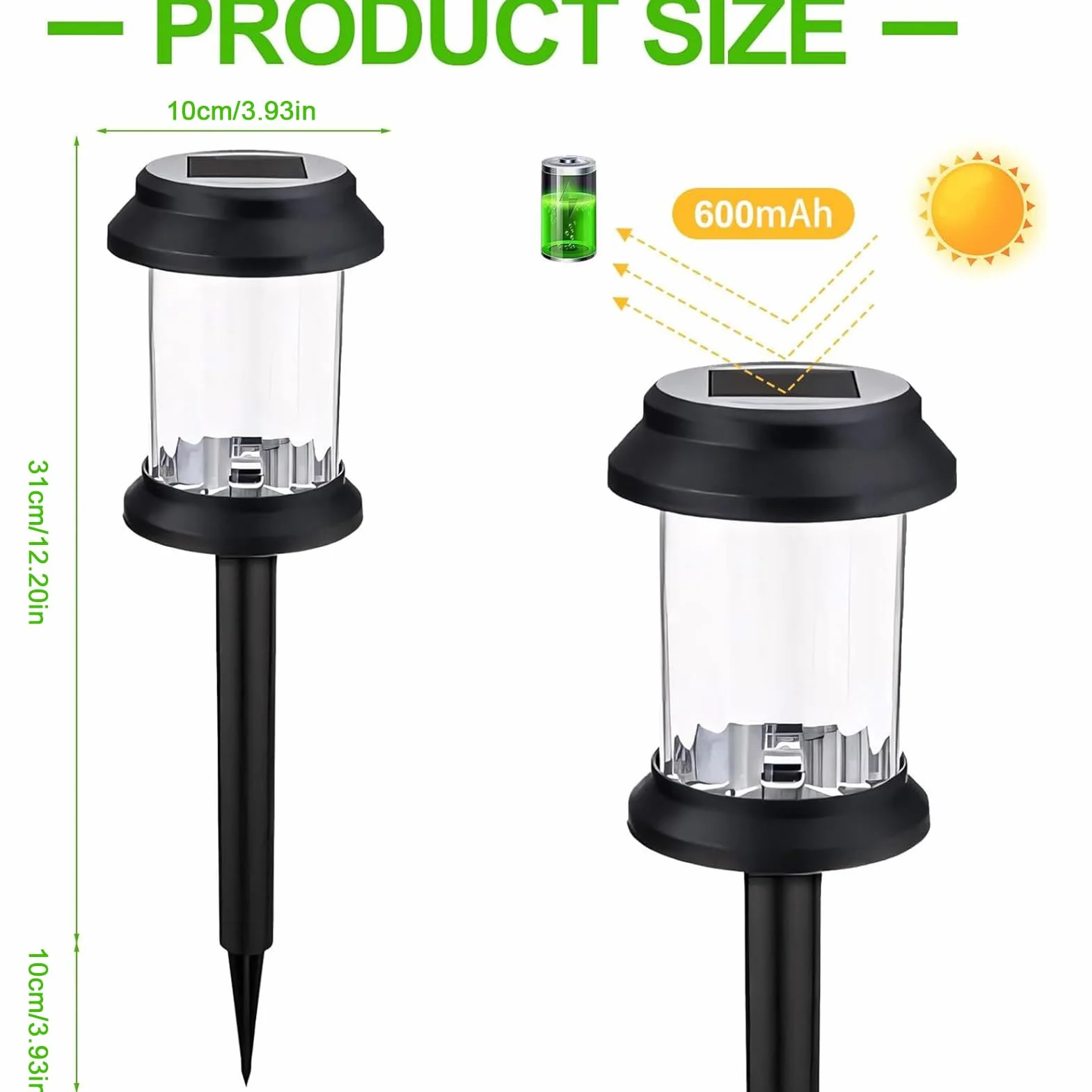 Lampy solarne ścieżkowe Zestaw 6 sztuk wodoodpornych lamp dekoracyjnych LED | Solarne lampy ogrodowe zewnętrzne balkon, park, trawnik, tereny, dziedziniec, patio, rabaty kwiatowe