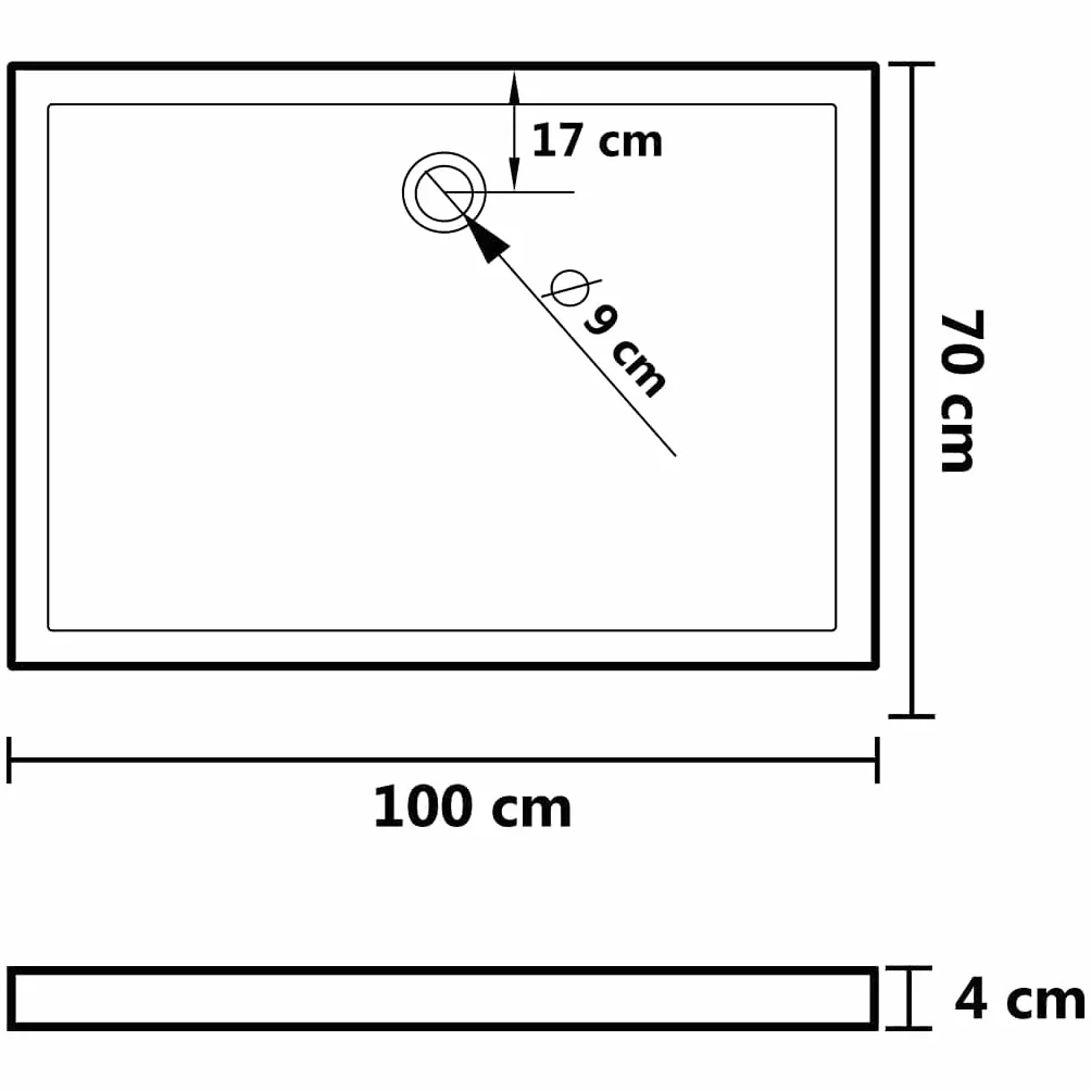vidaXL Brodzik prysznicowy z wypustkami, biały, 70x100x4 cm, ABS