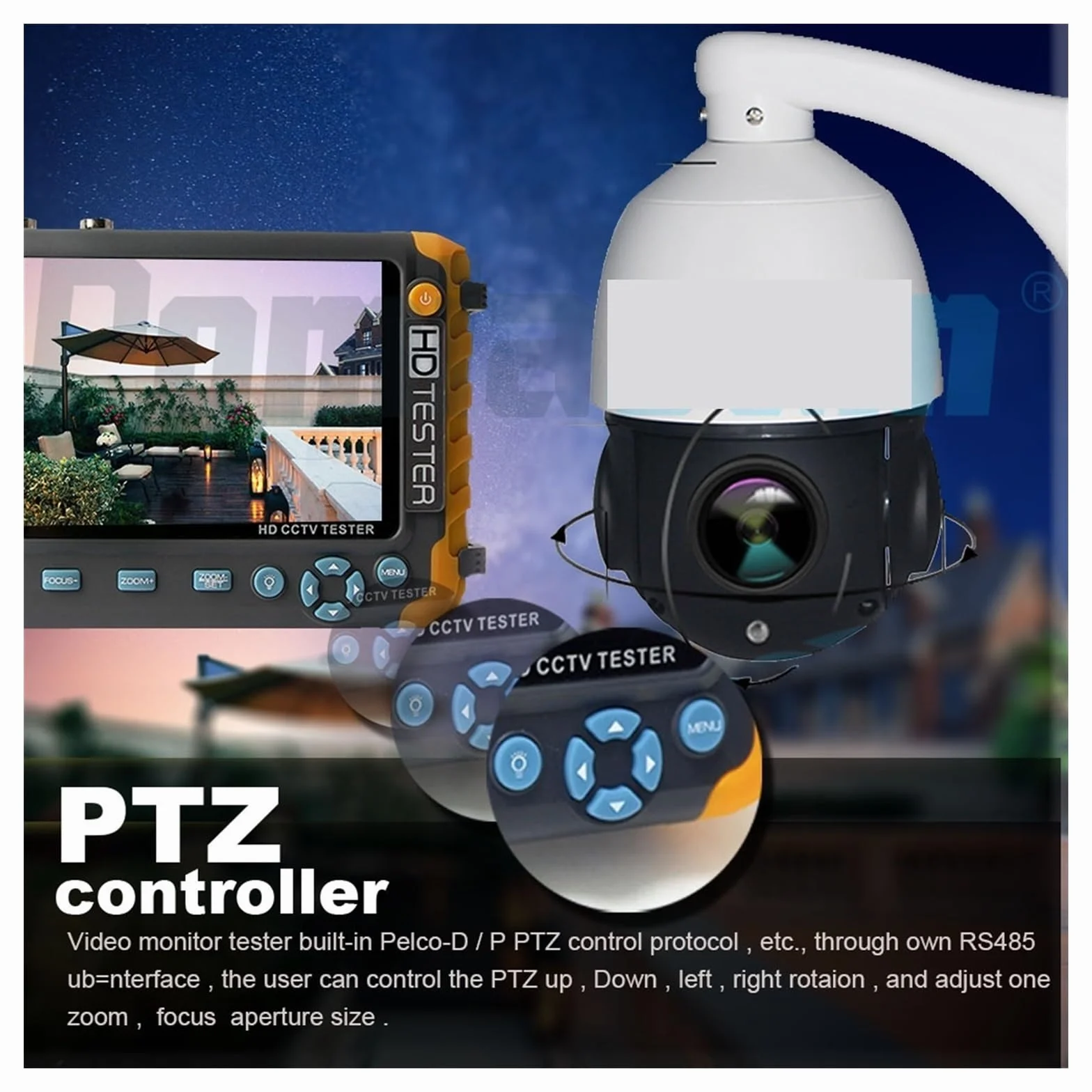 Tester CCTV, 5-calowy 4-w-1 tester CCTV 8mp | Z TVI CVI 8mp AHD tester kamery wideo, monitor AHD tester przenośny VGA PTZ kontroler do testowania kamer CCTV i IP.