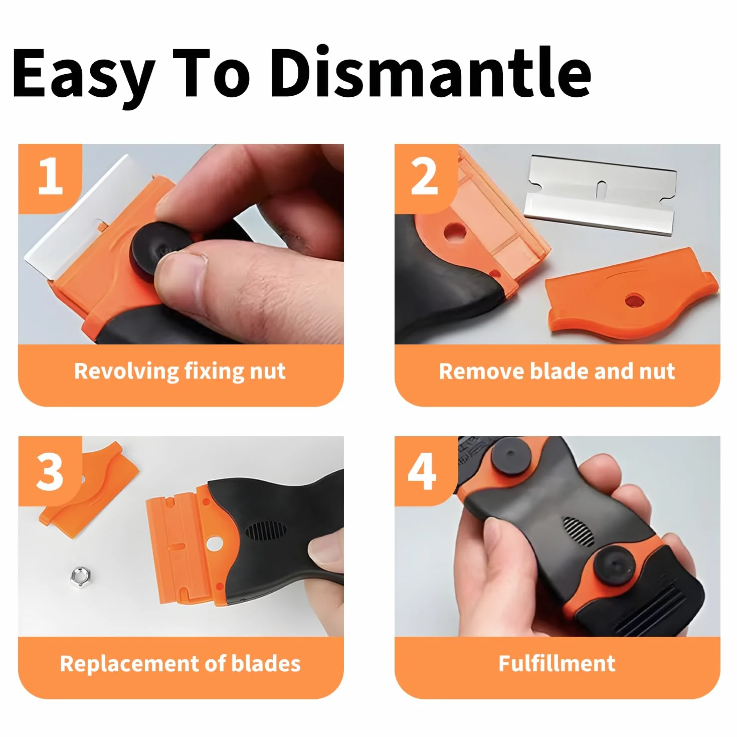 Razor Scraper Tool Set Zestaw 4 Narzędzi z 60 Ostrzami. Usuwanie Farby, Naklejek, Kleju z Szyb, Płytek, Kuchenek. Idealny do Powierzchni DIY.