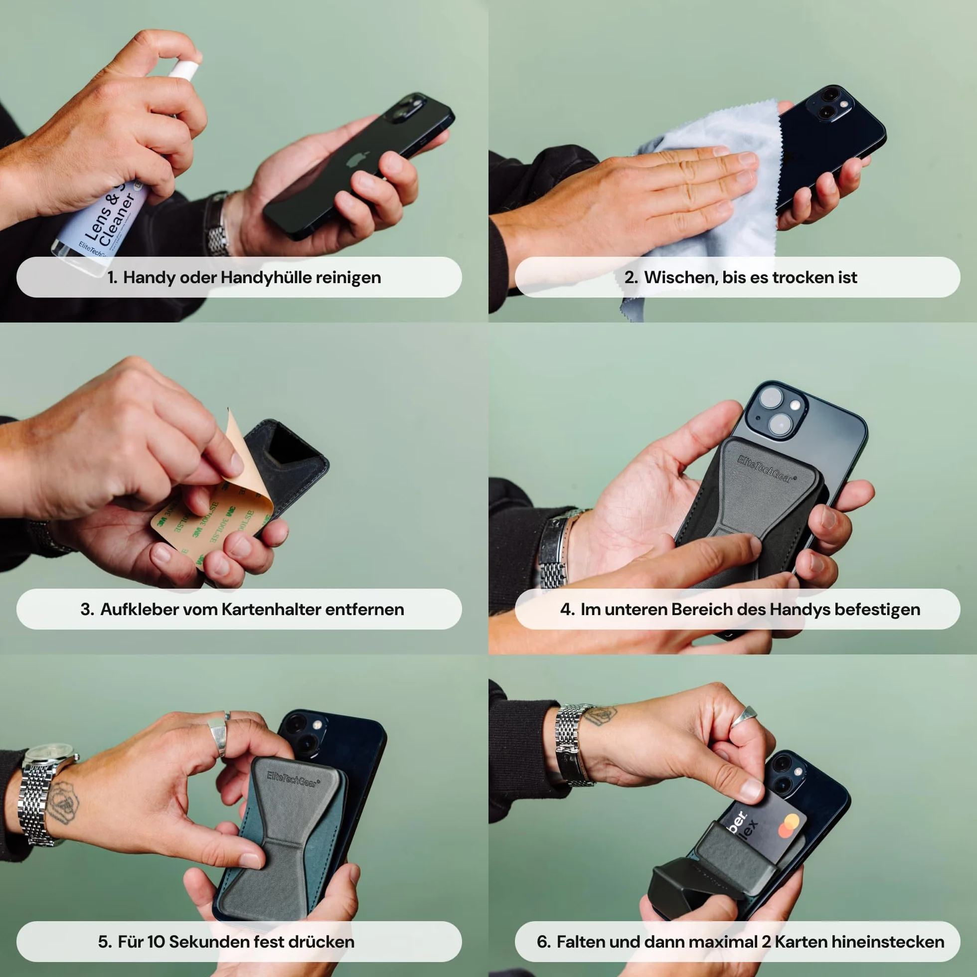 Elite Tech Gear Portfel na telefon z regulowanym stojakiem - Etui samoprzylepne na karty kredytowe kompatybilne z iPhone i Android