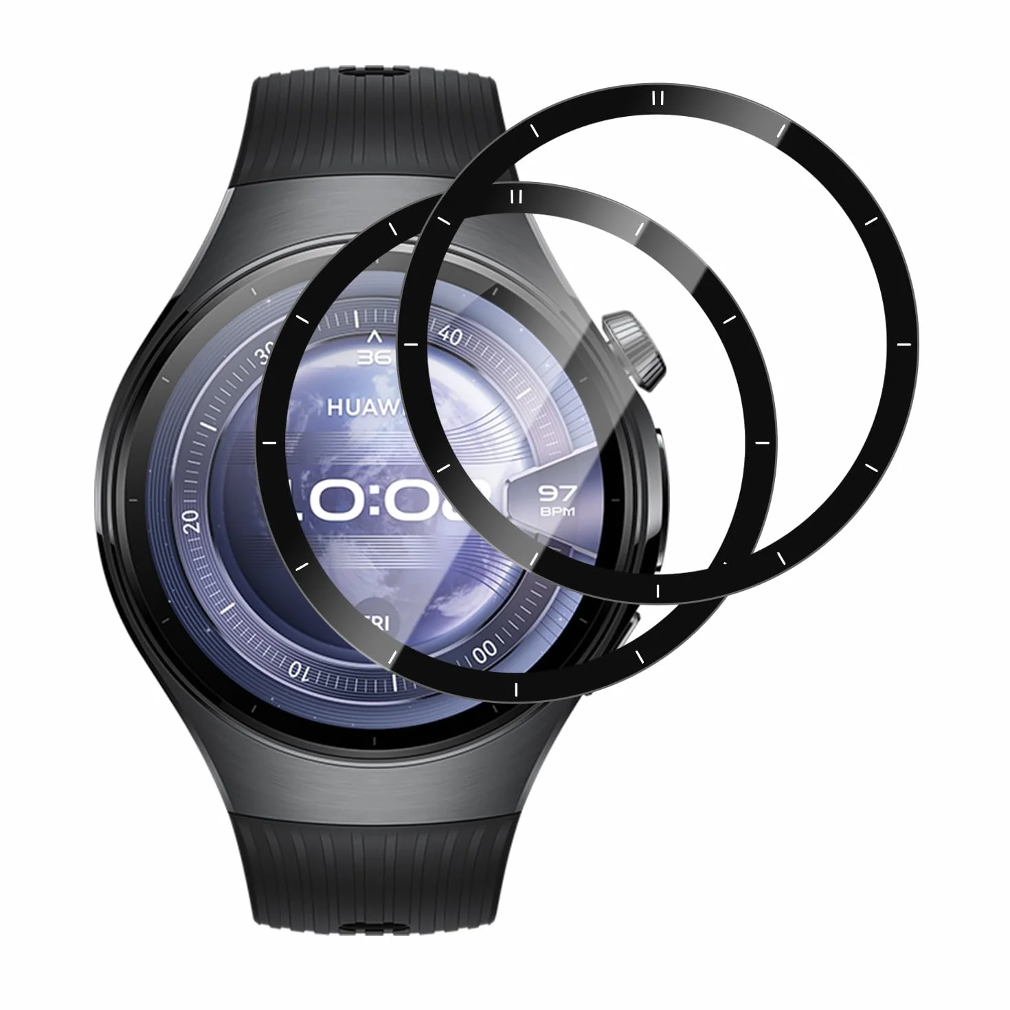 FTRONGRT Osłona ekranu kompatybilna z Huawei Watch 5 46 mm, 2 szt. folia ochronna, czarna