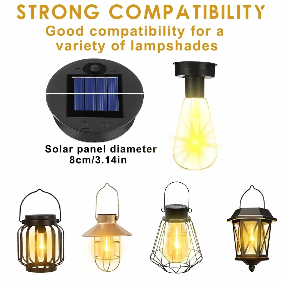 Żarówka solarna, 2 sztuki 8 cm, żarówki solarne do użytku na zewnątrz, zamiennik z jasną żarówką LED, części zamienne do lamp ogrodowych, latarni solarnych, "zrób to sam"