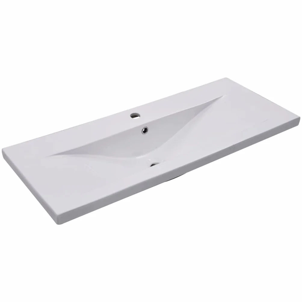 Umywalka wpuszczana 101 x 39,5 x 18,5 cm Ceramiczna biała | Z przepełnieniem, oszkloną powierzchnią, łatwy do czyszczenia, współczesny design