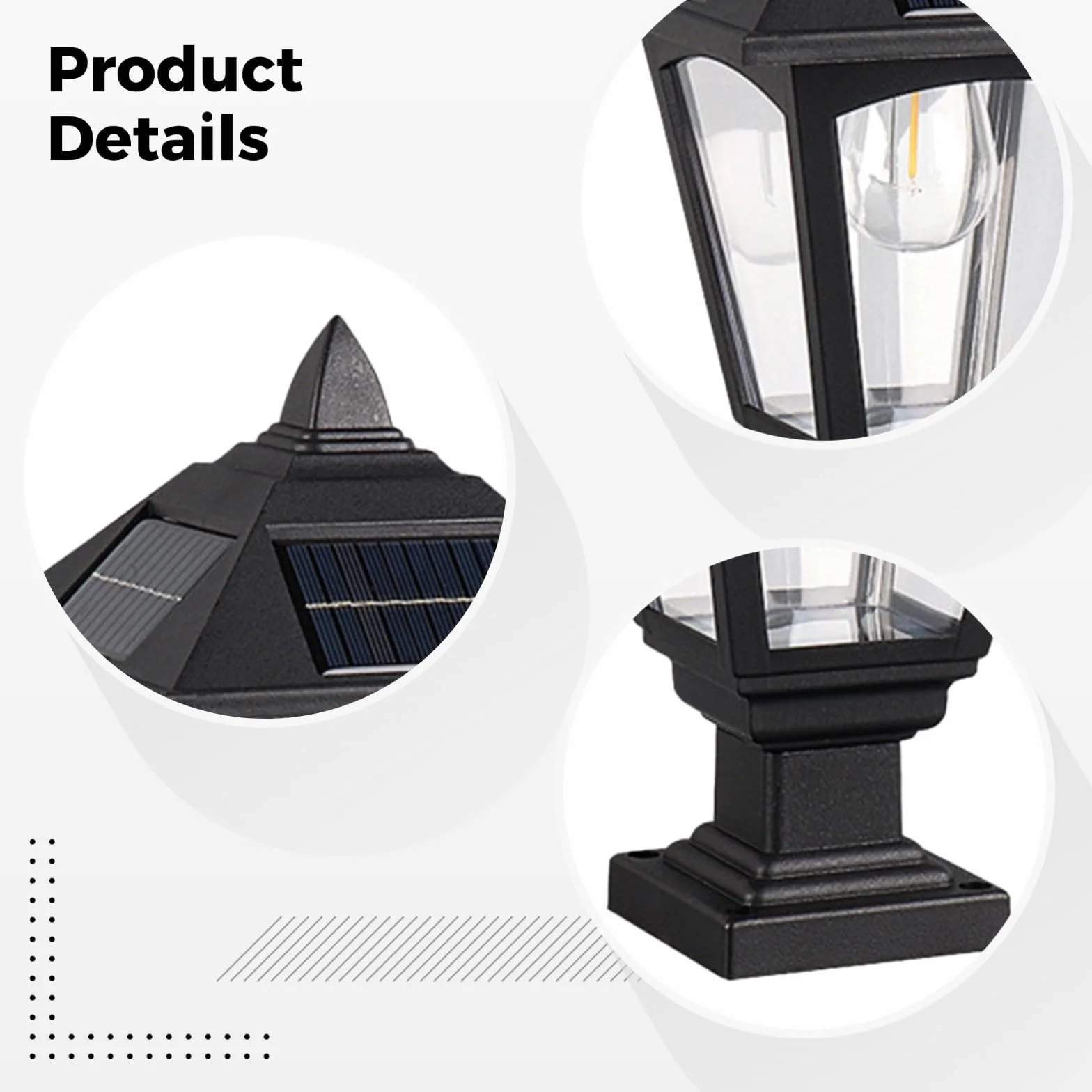2 szt. ogrodowych lamp solarnych, ciepłe światło 3000 K, solarne latarnie słupkowe, 30 x 5,9 x 28 cm, podstawa do montażu na molo, oświetlenie zewnętrzne, nie wymaga okablowania