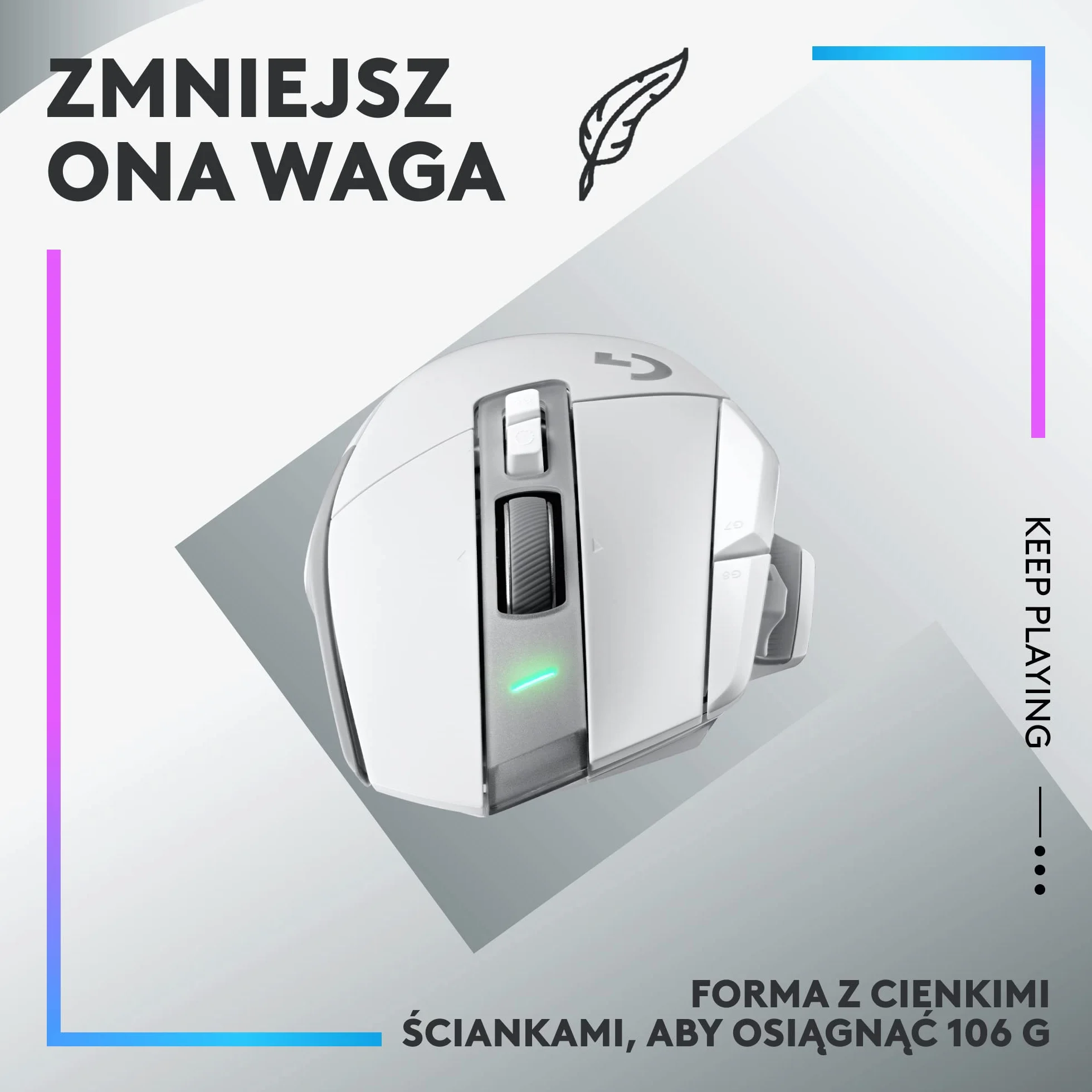 Logitech G502 X bezprzewodowa, podświetlana mysz gamingowa, hybrydowe optyczne przyciski LIGHTFORCE, LIGHTSYNC RGB, sensor HERO 25K, kompatybilna z PC - macOS/Windows - Biały