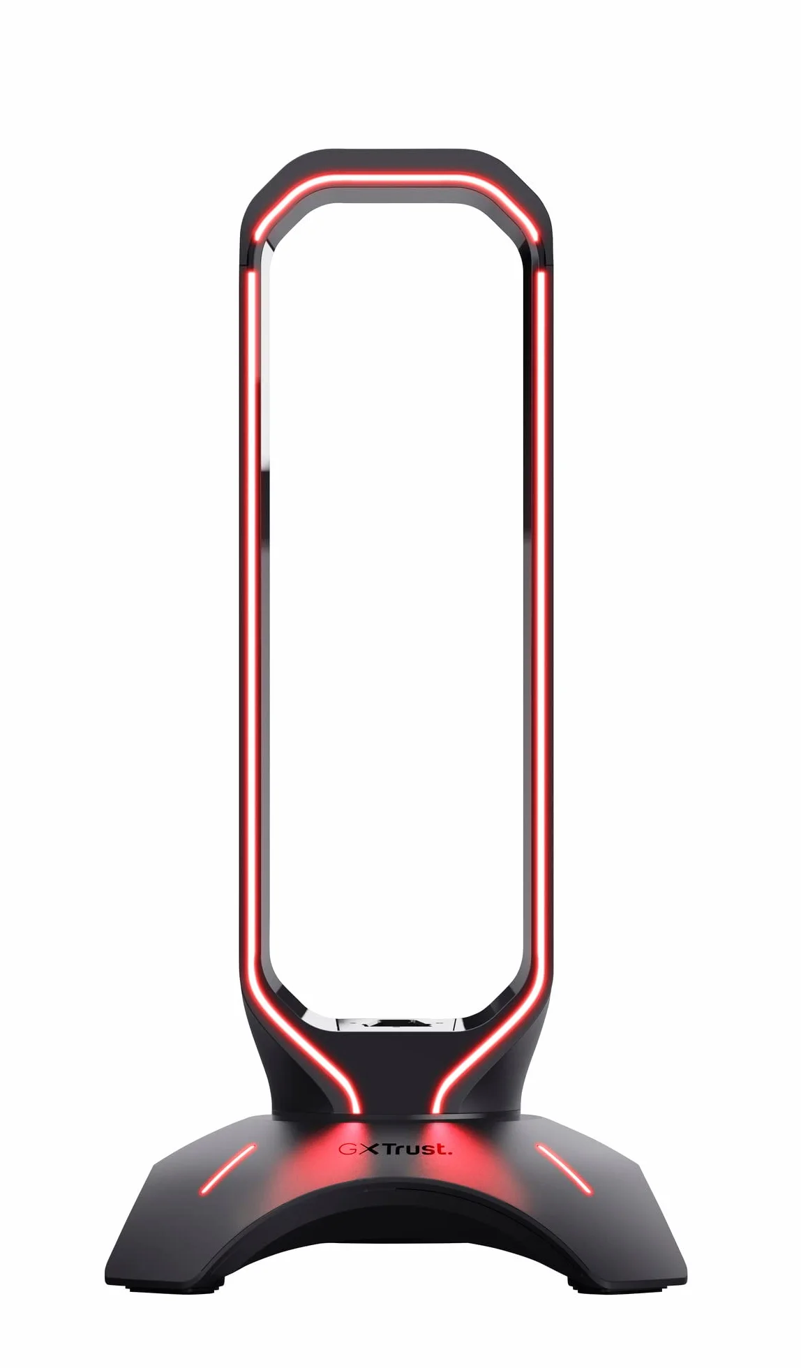 Trust GXT 265 Cintar stojak na słuchawki do gier, podświetlany stojak LED RGB na słuchawki, 2 dodatkowe porty USB-A, uniwersalne dopasowanie, kabel 1,5 m, antypoślizgowa podstawa - czarny
