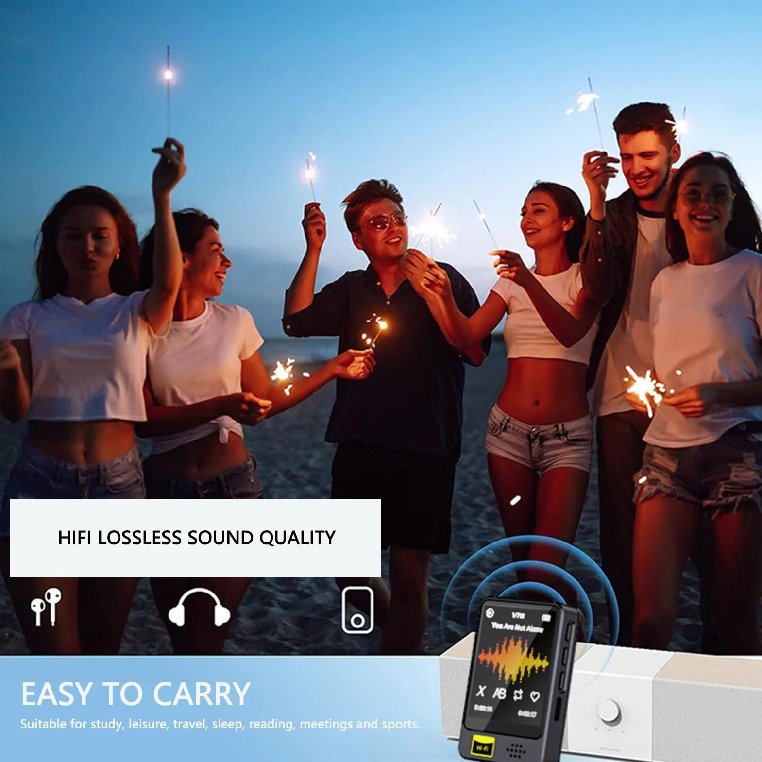 Odtwarzacz MP3 z Bluetooth 5.0, Bezstratnym Dźwiękiem HiFI Odtwarzacz MP3 Spotify, 1,77-calowy Ekran Dotykowy Odtwarzacz MP3 MP4 z funkcją FM, Radiem, Nagrywaniem, E-bookiem, dla