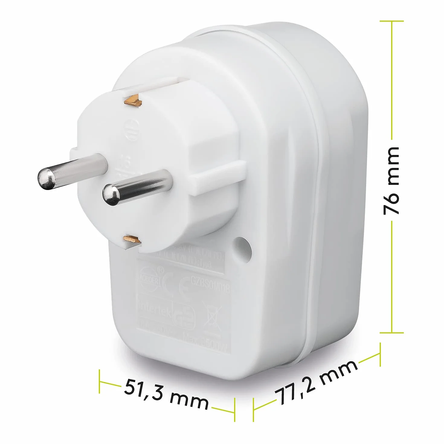 Goobay 51270 zabezpieczenie sieciowe i przeciwprzepięciowe, adapter gniazdka, gniazdo wtykowe ze stykiem ochronnym, białe, 230 V, maks. 3500 W