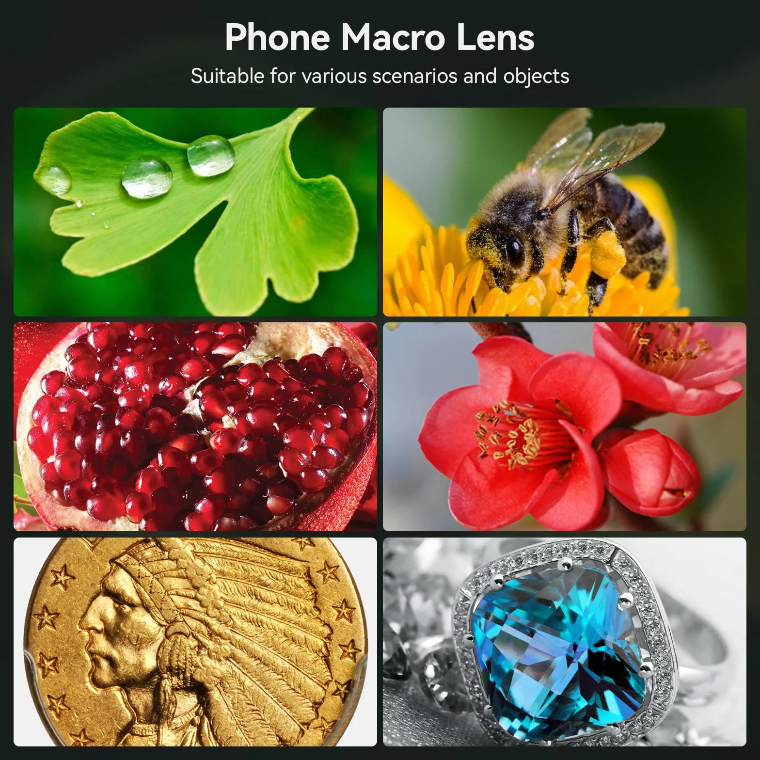 APEXEL Profesjonalny obiektyw makro do smartfona HD makro obiektyw smartfon Kompatybilny z iPhone, Pixels, Samsung Galaxy, Huawei, Xiaomi i większością telefonów komórkowych