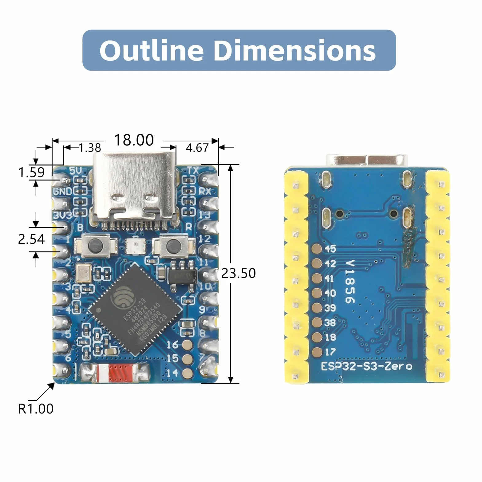 diymore 3 szt. ESP32-S3 Mini Development Board, ESP32 Mini bazująca na procesorze dwurdzeniowym ESP32-S3FH4R2, częstotliwość główna 240 MHz, 2,4 GHz WiFi BT