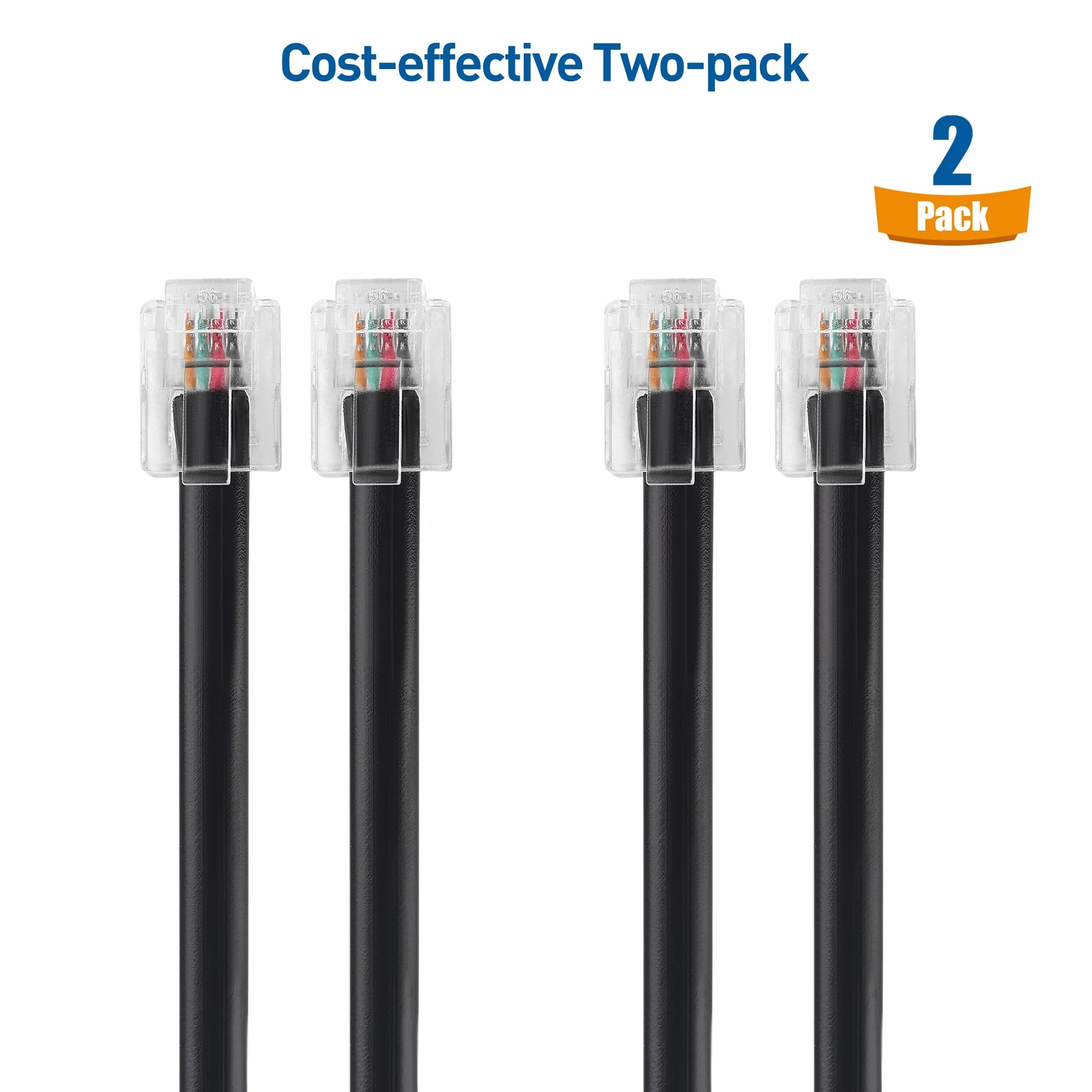 Cable Matters 2-Pack, RJ11 Kabel w kolorze czarnym - 2m