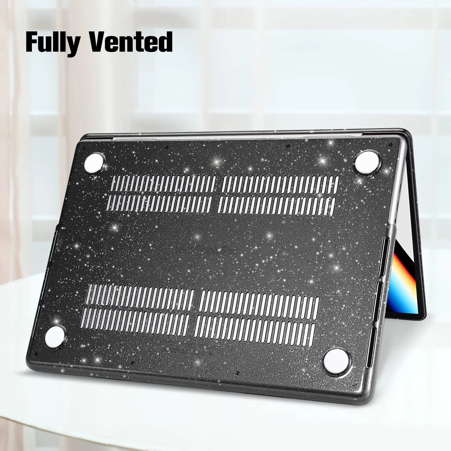 Fintie Etui ochronne do MacBook Pro 14" 2023-2021 A2992 A2918 A2779 A2442 M3 M2 M1 Pro/Max, ultracienkie, czarne błyszczące