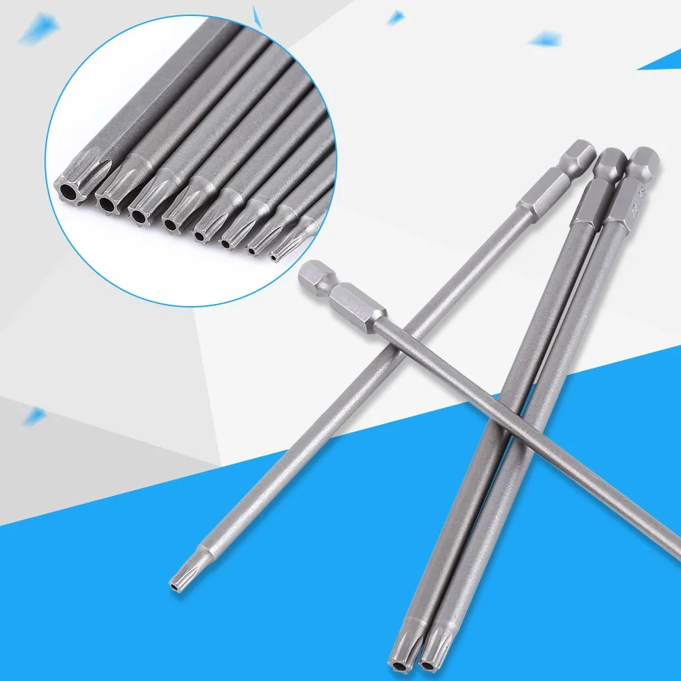 8 Sztuk 150mm S2 Steel Star T8, T10, T15, T20, T25, T27, T30, T40 Torx Torx Długie Bity Głowica Wkręów Zestaw Narzędzi Ręcznych Wiertła Zestaw Śrubokrętów Magnetycznych