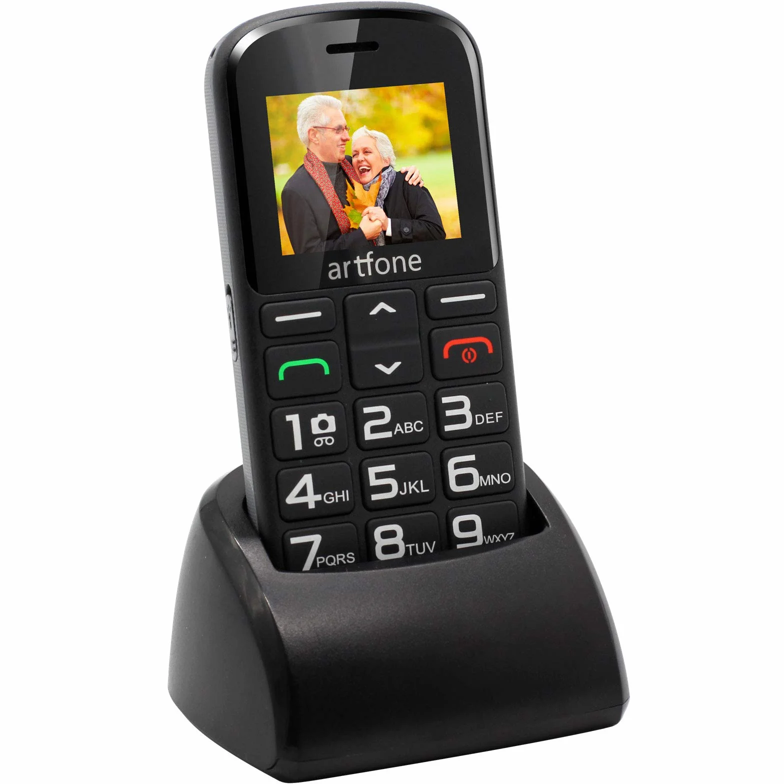 Mobilna do większych przycisków, 2 g gsm, z przyciskiem SOS, ładowarką, odblokowywanie podstawowe, latarka do telefonu komórkowego dla starszych Artfone CS182 (czarna)