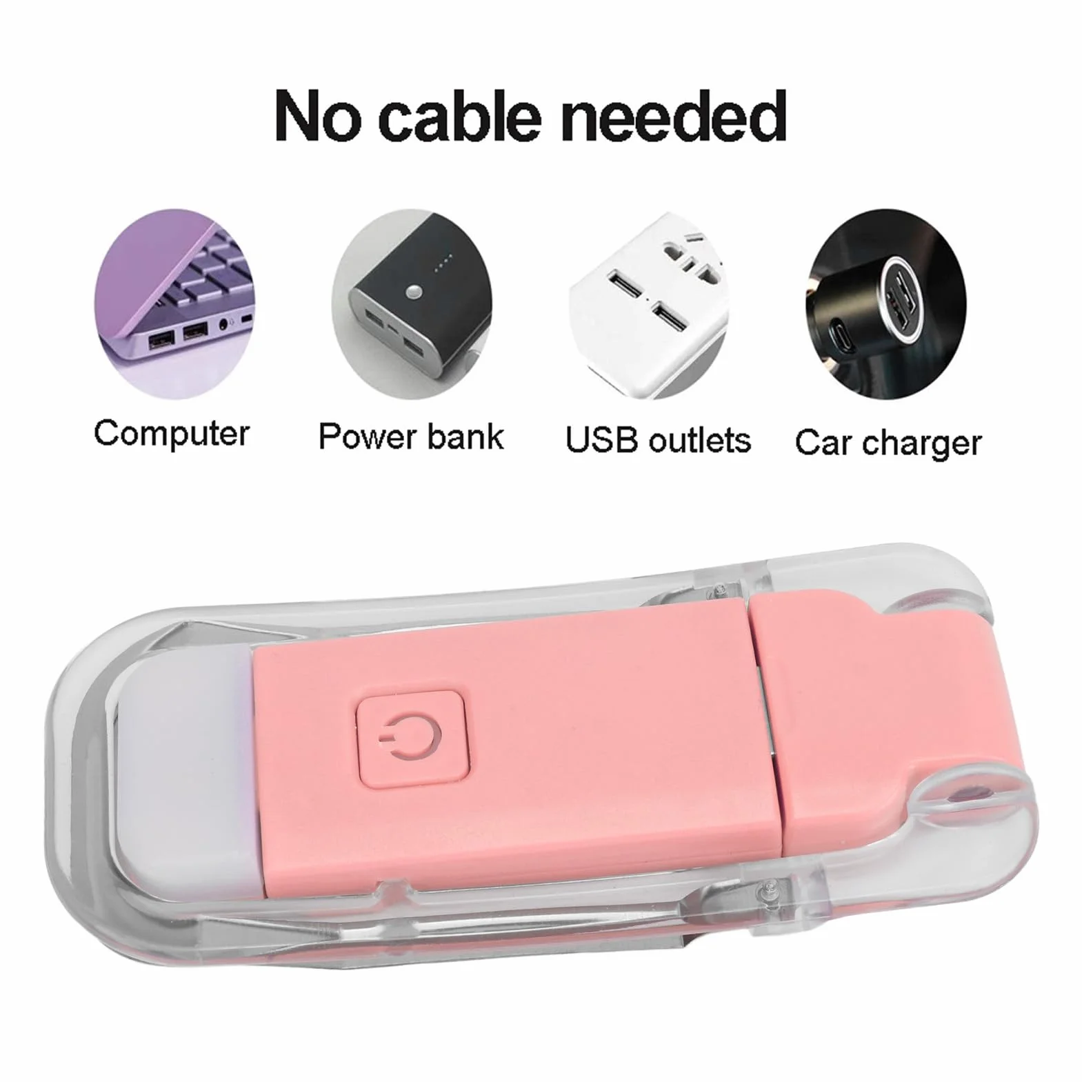 Lampka do czytania na łóżko LED zakładka lampka USB ładowalna 3 jasność ciepła biel przenośna klips lampa do czytania w nocy różowa