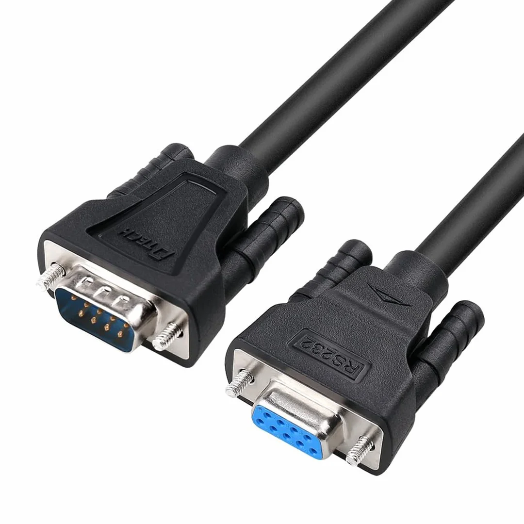 DTECH Kabel szeregowy RS232 męski na żeński 9-biegunowy, prosty (2 m)