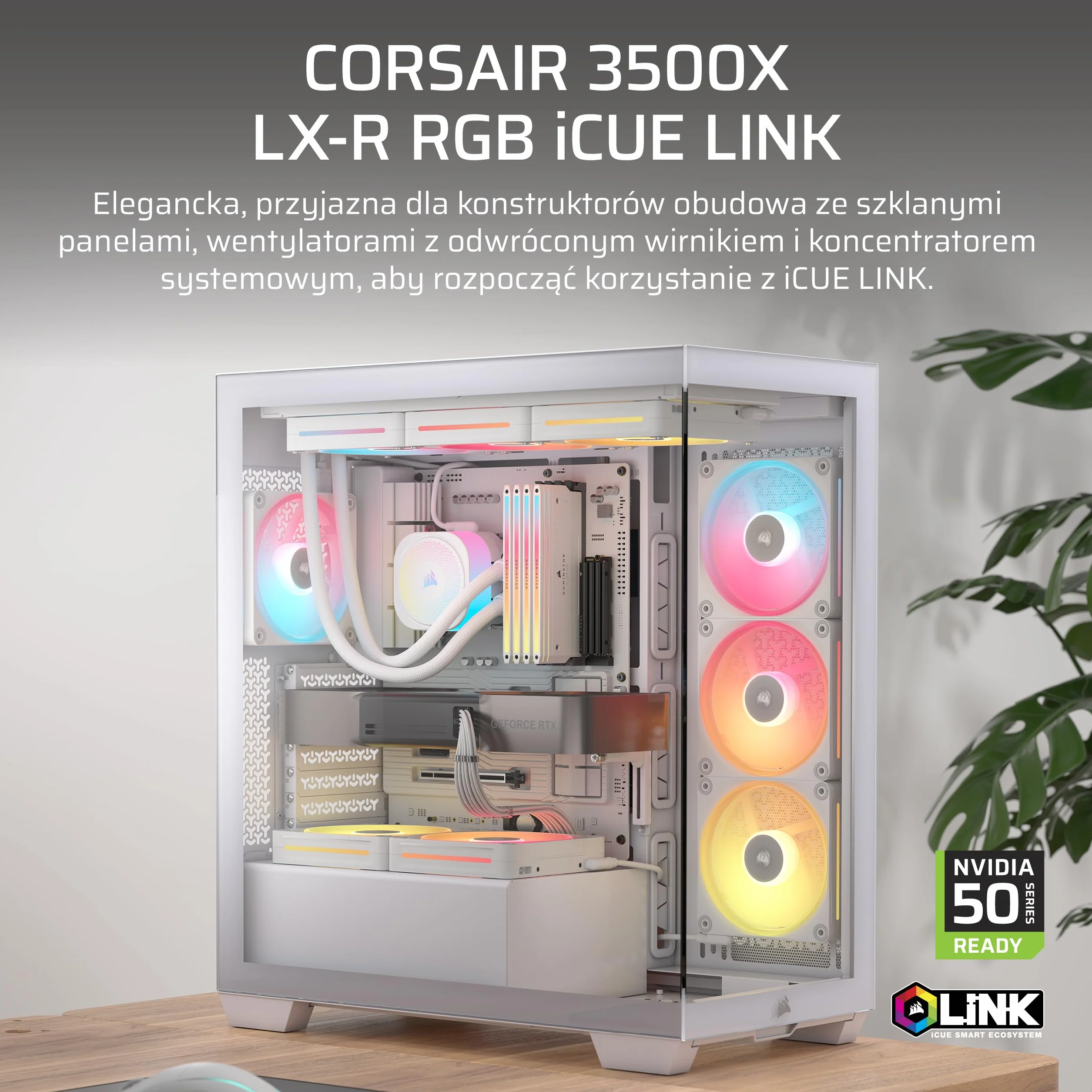 CORSAIR 3500X LX-R RGB iCUE LINK Obudowa PC Mid-Tower z wentylatorami LX120-R RGB