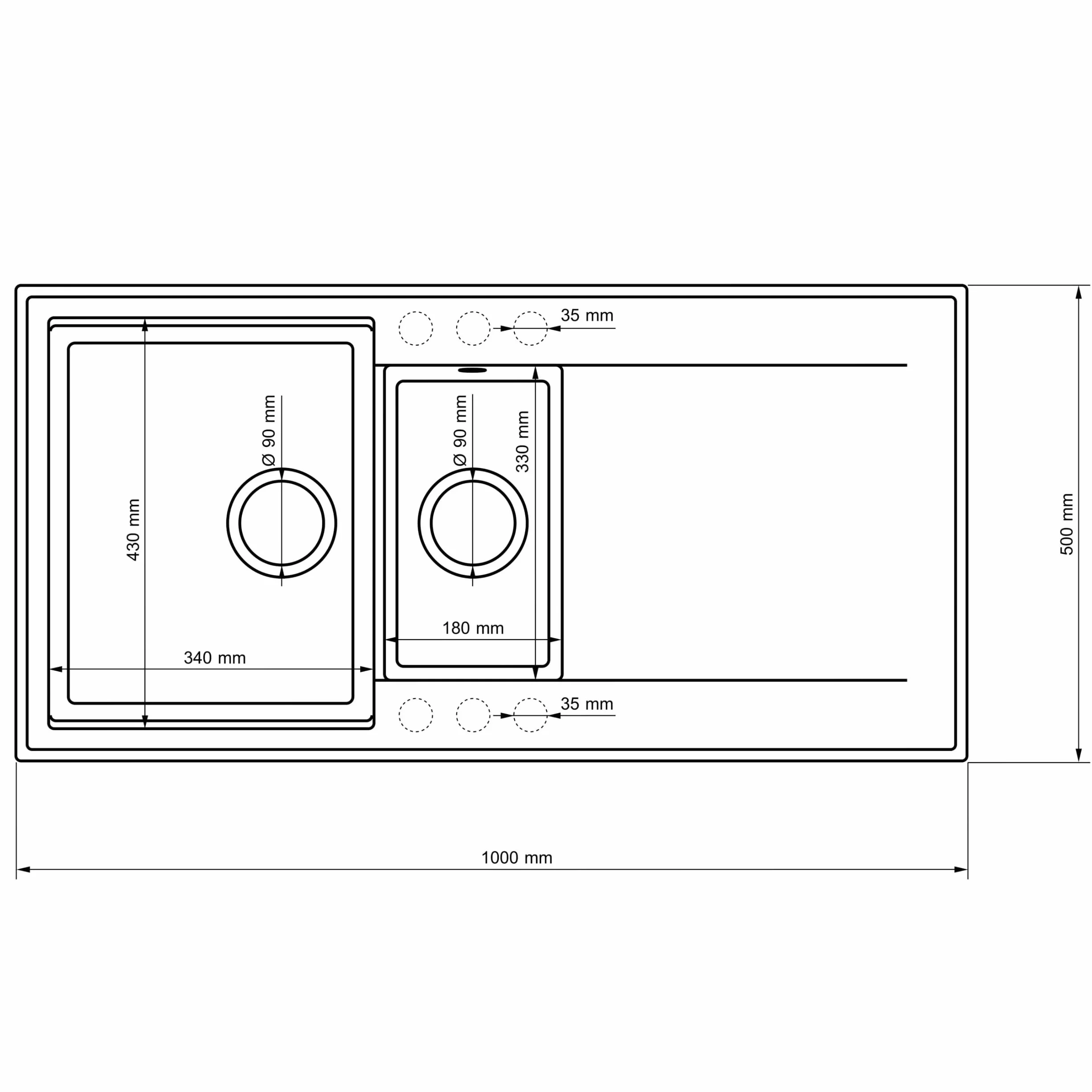 SINK Quality zlewozmywak beżowy 100 x 50 cm, zlewozmywak granitowy 1,5 umywalka, zlewozmywak z syfonem i środkiem impregnującym, zlewozmywak kuchenny od szafki pod umywalkę 60
