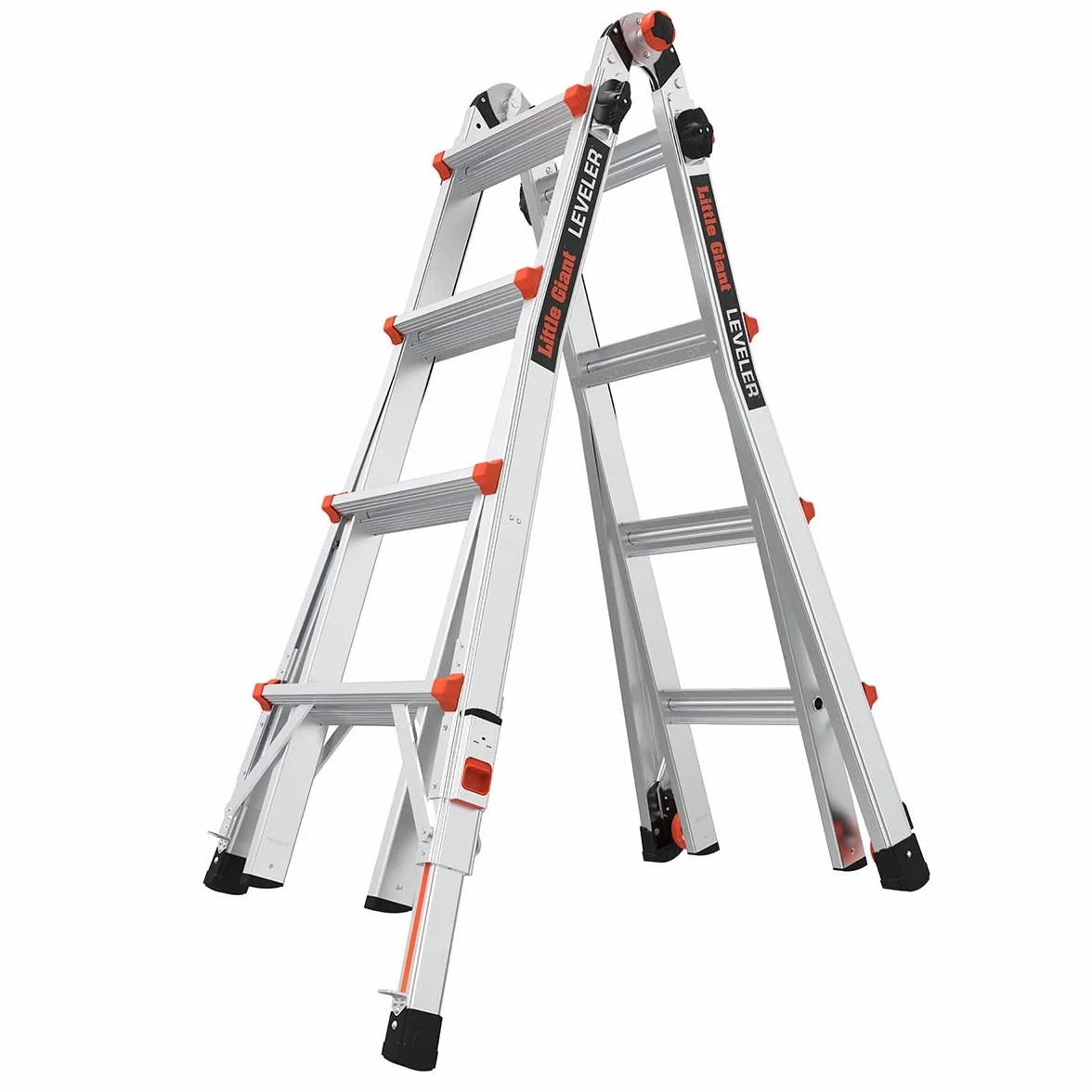 Leveler Aluminum Articulated extendable Ladder with Ratchet Levelers (M17 4x4 Steps)