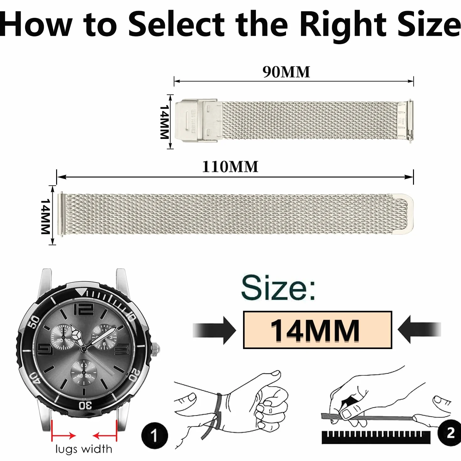 14mm Stal nierdzewna Pasek Dotyczy Garmin Lily 2,zgodny Garmin Lily 2 Damskie Metal Pasek zegarka