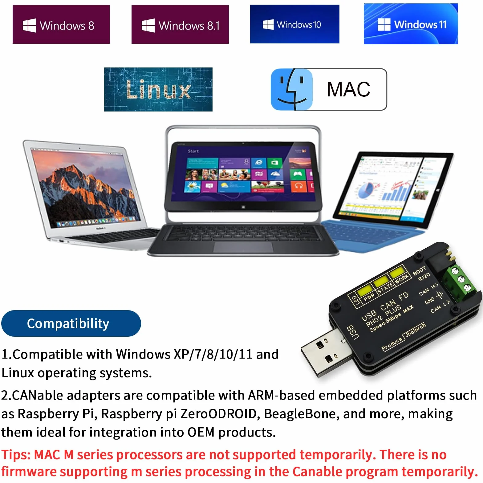 Adapter USB na CAN FD Canable 2.0 5 Mbps