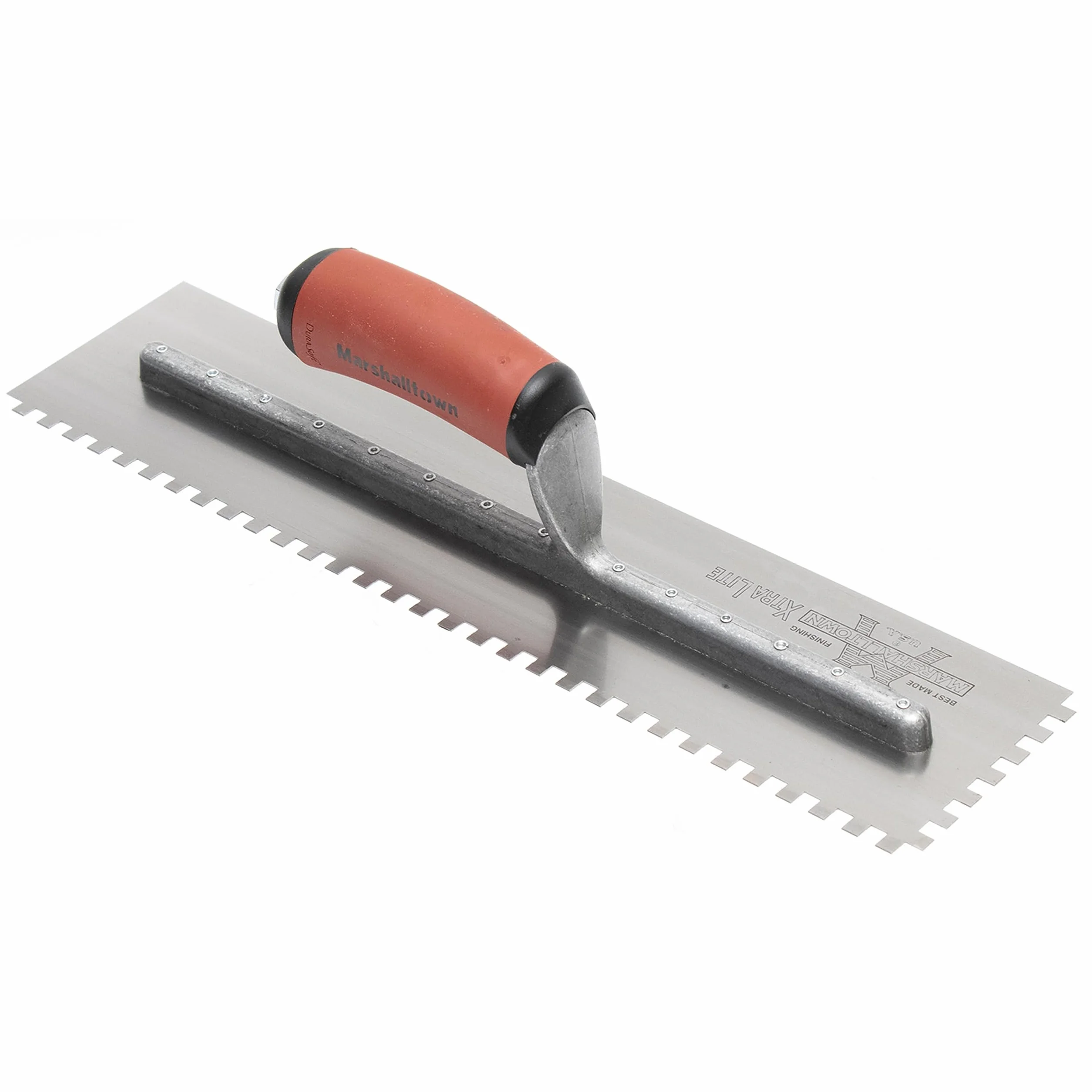 Marshalltown Paca zębata dwustronna, nacięcie: SQ-6x6x6 mm z uchwytem DuraSoft, wykonana ze stali, do glazury, rozmiar: 279x114 mm