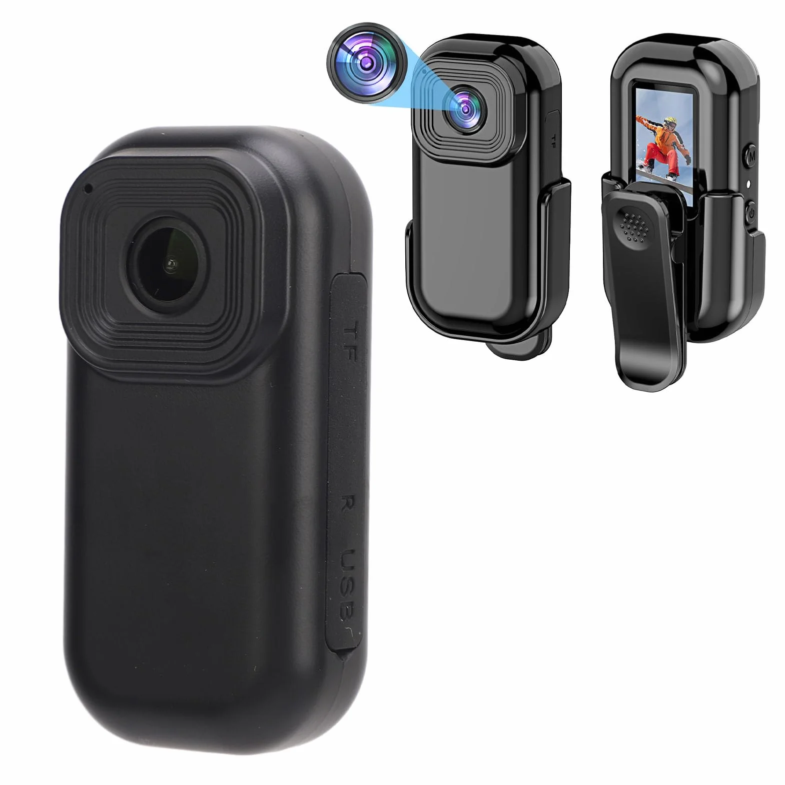 Mini kamera na ciało 1080P, odporna na wstrząsy sportowa wbudowana WiFi, bateria 500 mAh i gwint 1/4